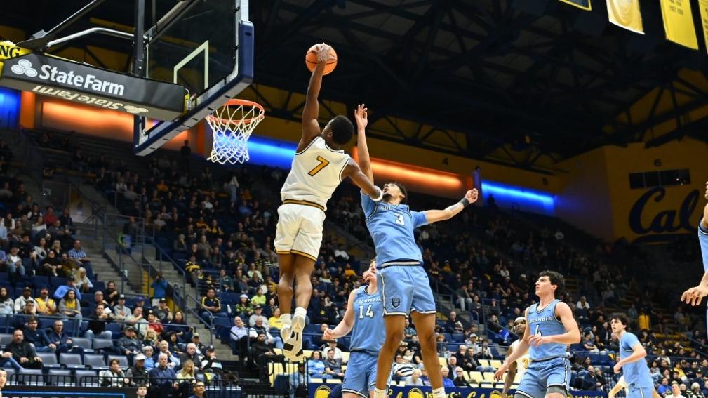 Dai Dai Ames goes up for a dunk vs. Columbia at Haas Pavilion