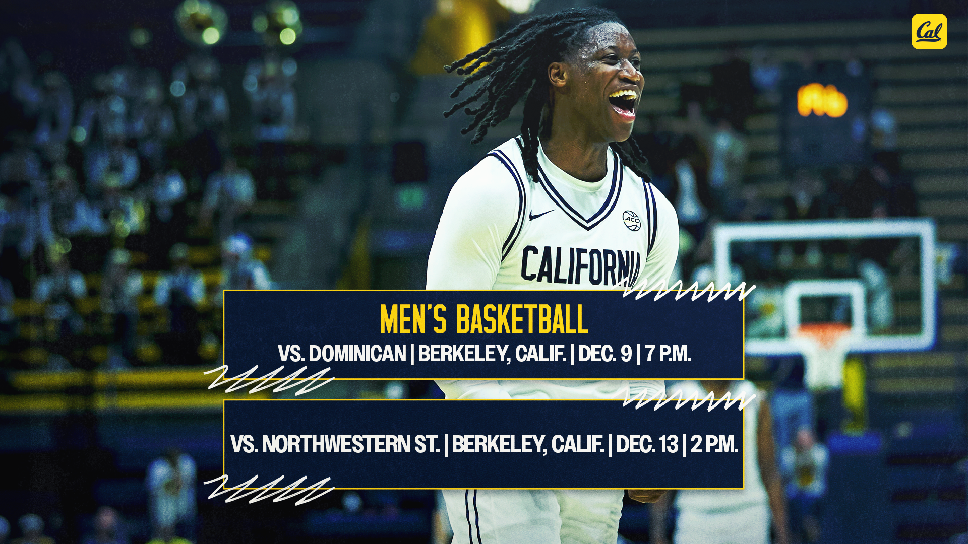 DeJuan Campbell celebrates during a game at Haas Pavilion