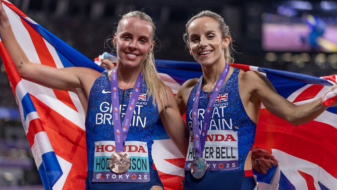 Georgia Hunter Bell with Keely Hodgkinson at 2025 World Championships