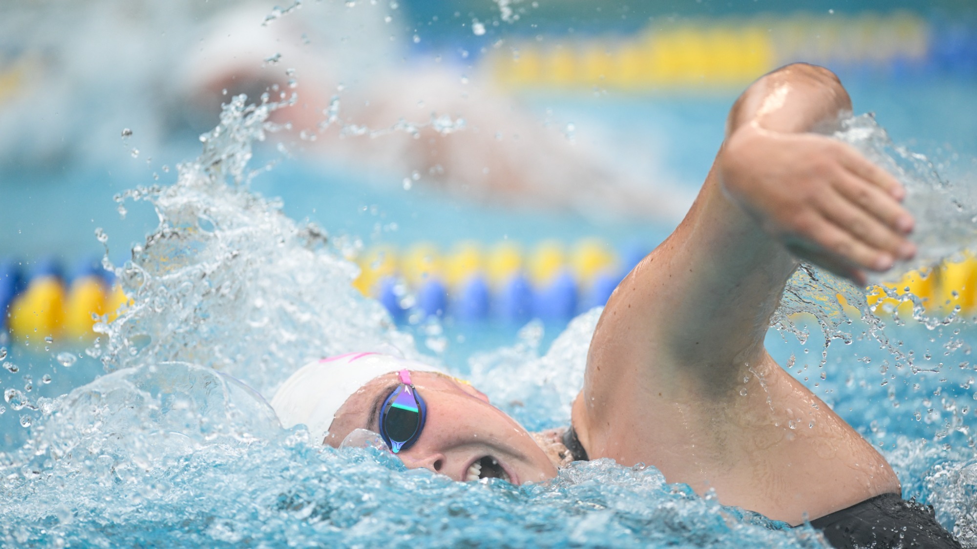 October 25, 2025; Berkeley, California, USA; Swim: California Golden Bears vs Arizona State Sun Devils & Stanford Cardinal Tri-Meet; Mia West (Photo credit: Eakin Howard/KLC ƒotos)