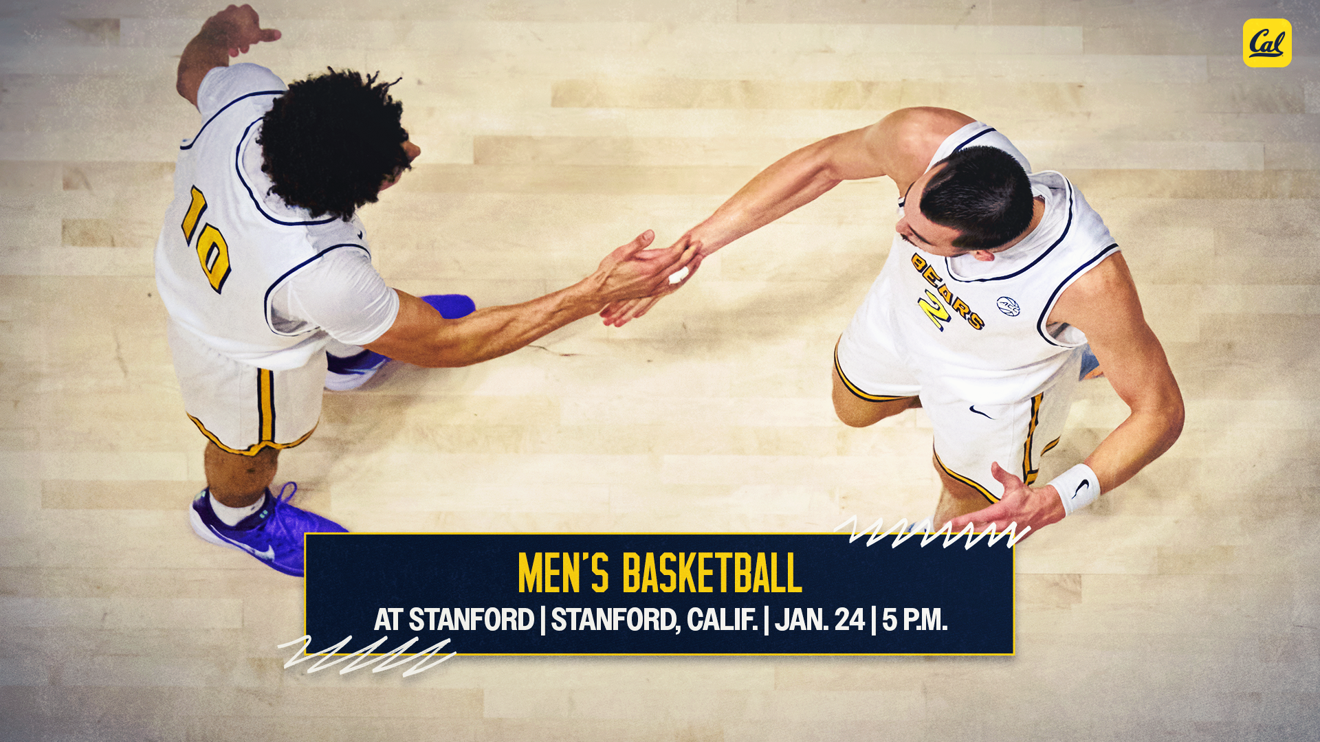 Justin Pippen and John Camden give each other five at Haas Pavilion