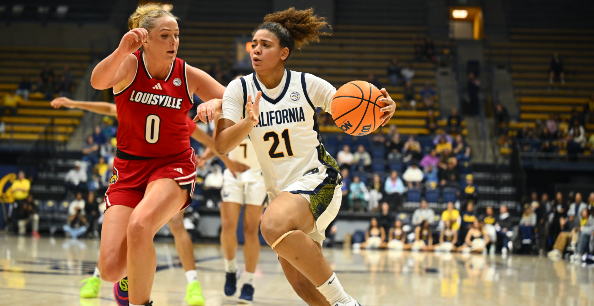 Cal WBB: Gisella Maul driving against Louisville