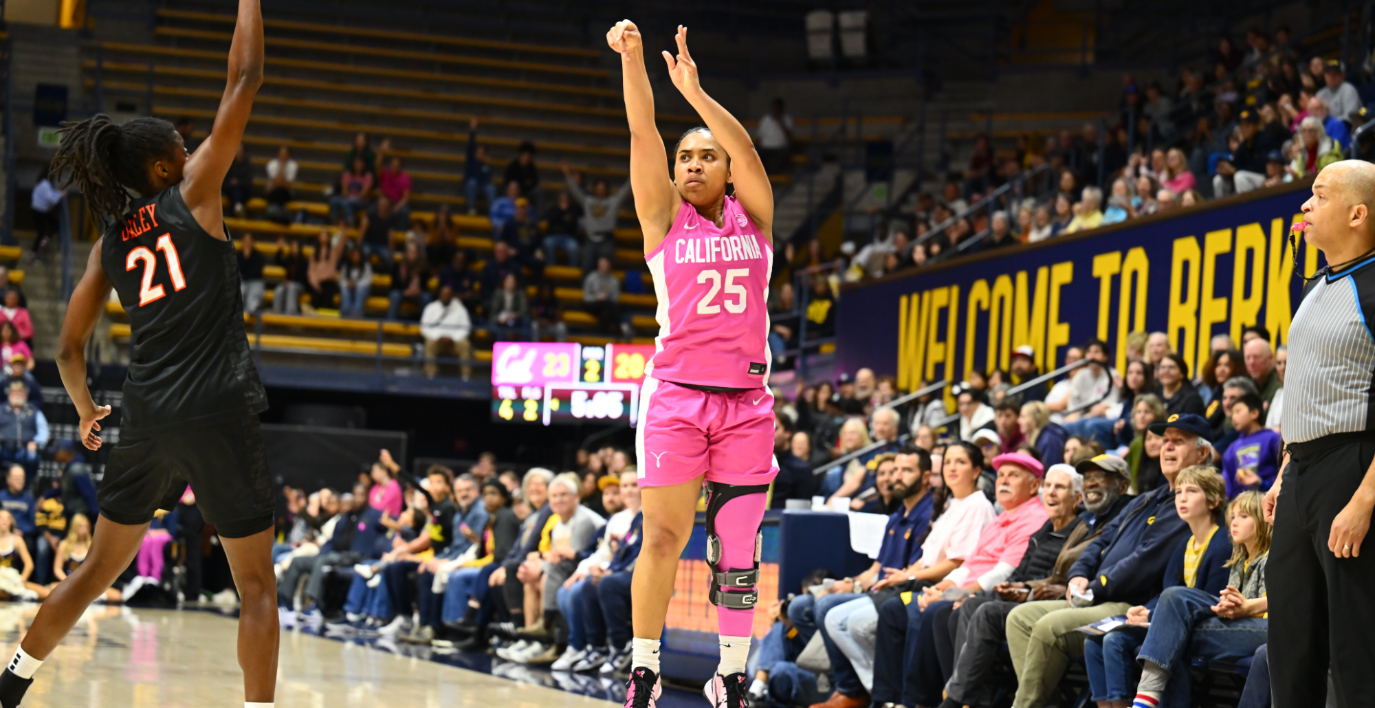 Cal WBB: Puff Morris shoots a 3-pointer against Virginia Tech 12.15.26