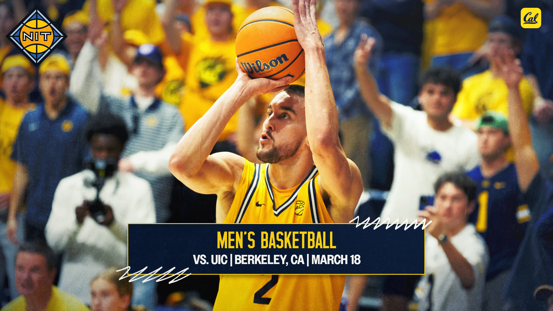 John Camden takes aim at a 3-pointer in front of fans at Haas Pavilion - preview graphic