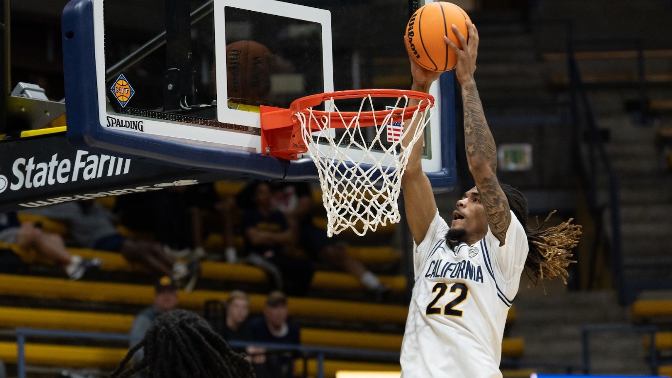 Chris Bell dunks the ball in Cal's win over UIC at Haas Pavilion