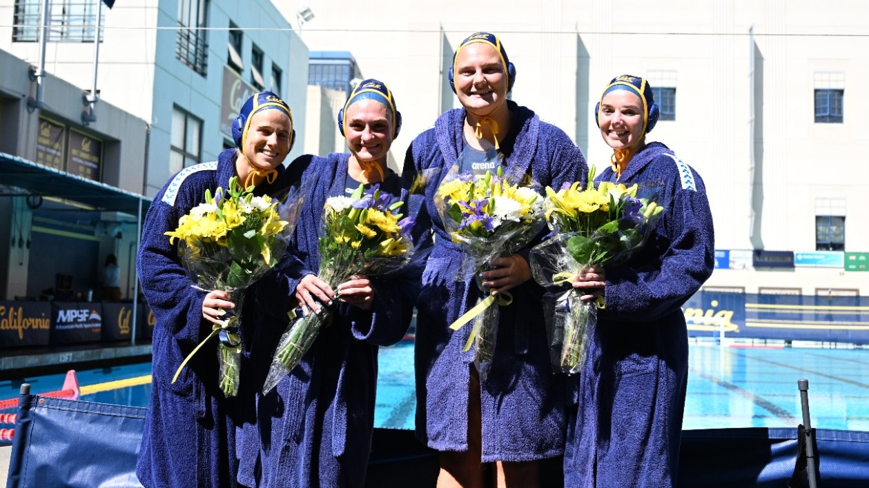Cal seniors Nieve Courtney, Abbi Magee, Lindsey Harris, Claire Rowell on Senior Day