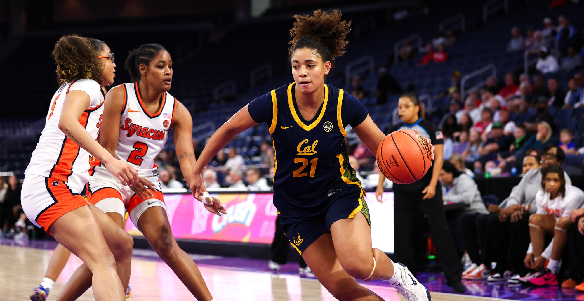 Cal WBB vs Syracuse: Gisella Maul driving to the hoop