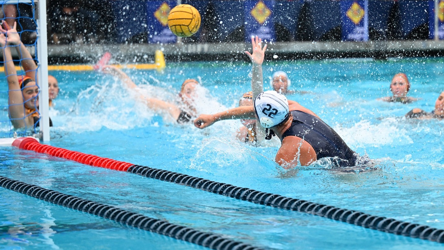 Maria Bogachenko takes aim at one of her three goals vs. USC in the MPSF semis