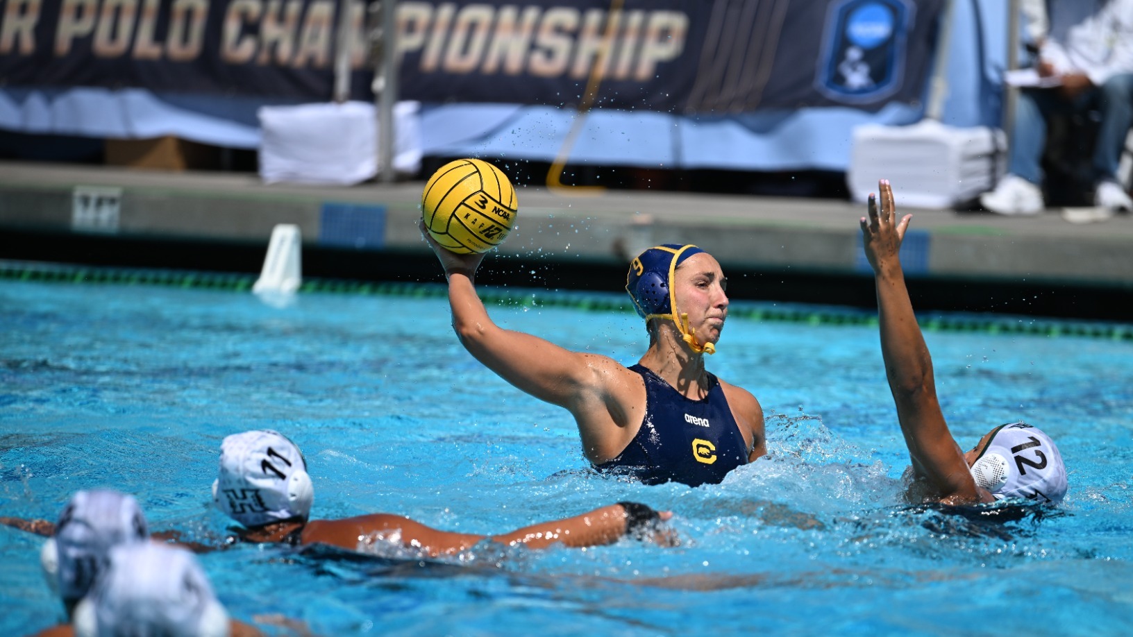 Eszter Varro takes aim at one of her three goals vs. Hawai'i in the NCAA quarterfinals