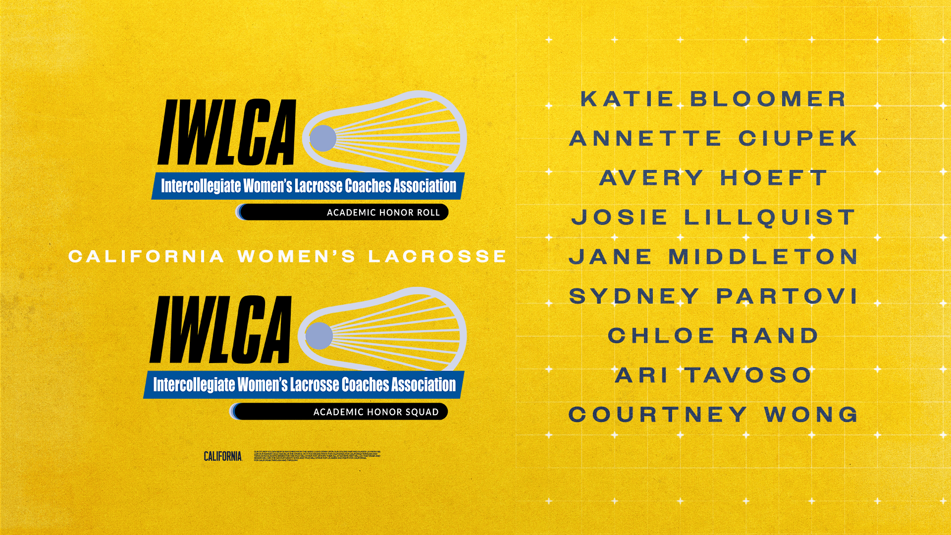 2026 Cal Lacrosse IWCLA academic honors