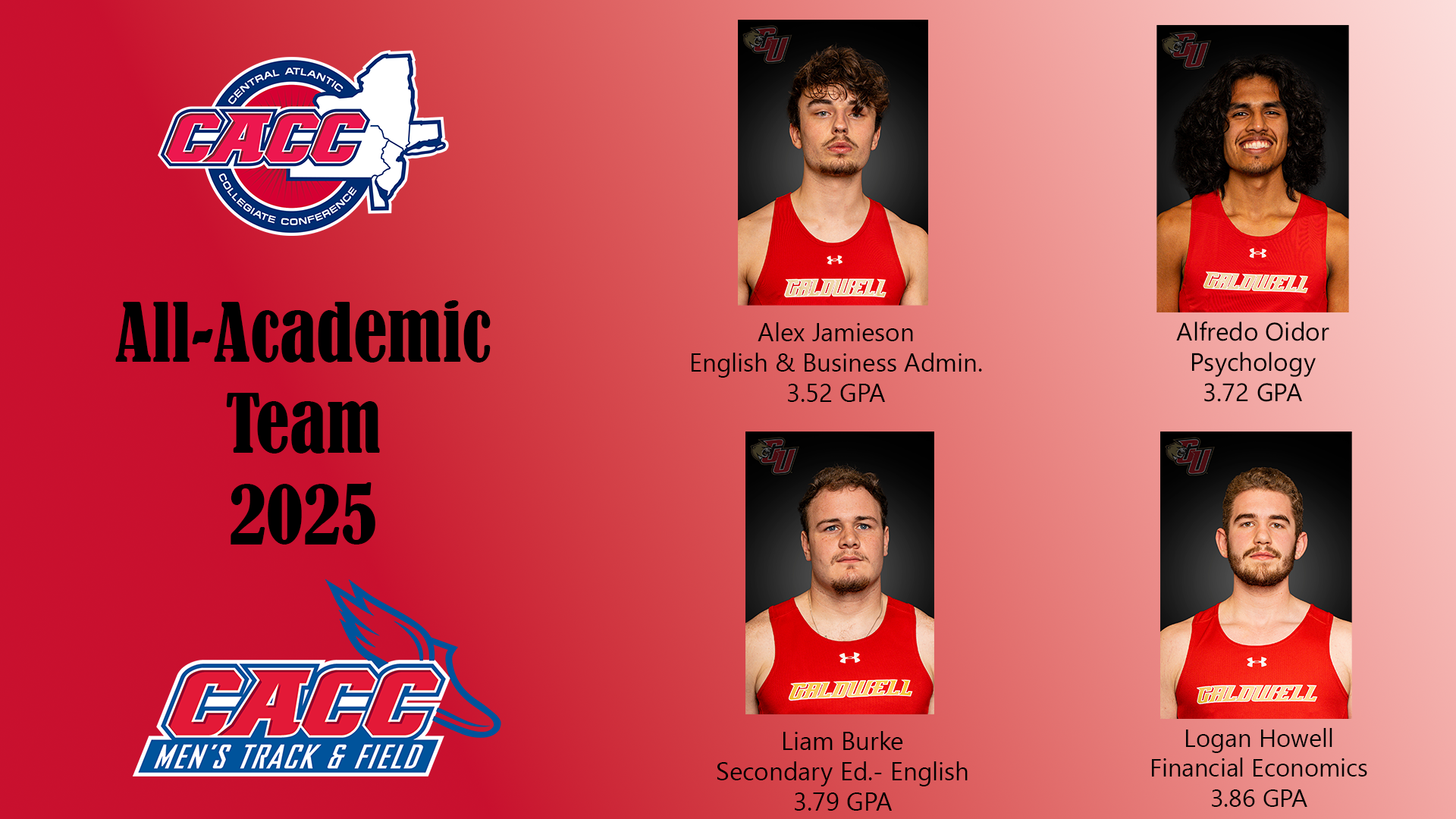 Four Men’s Track and Field Student-Athletes Earn CACC All-Academic Honors