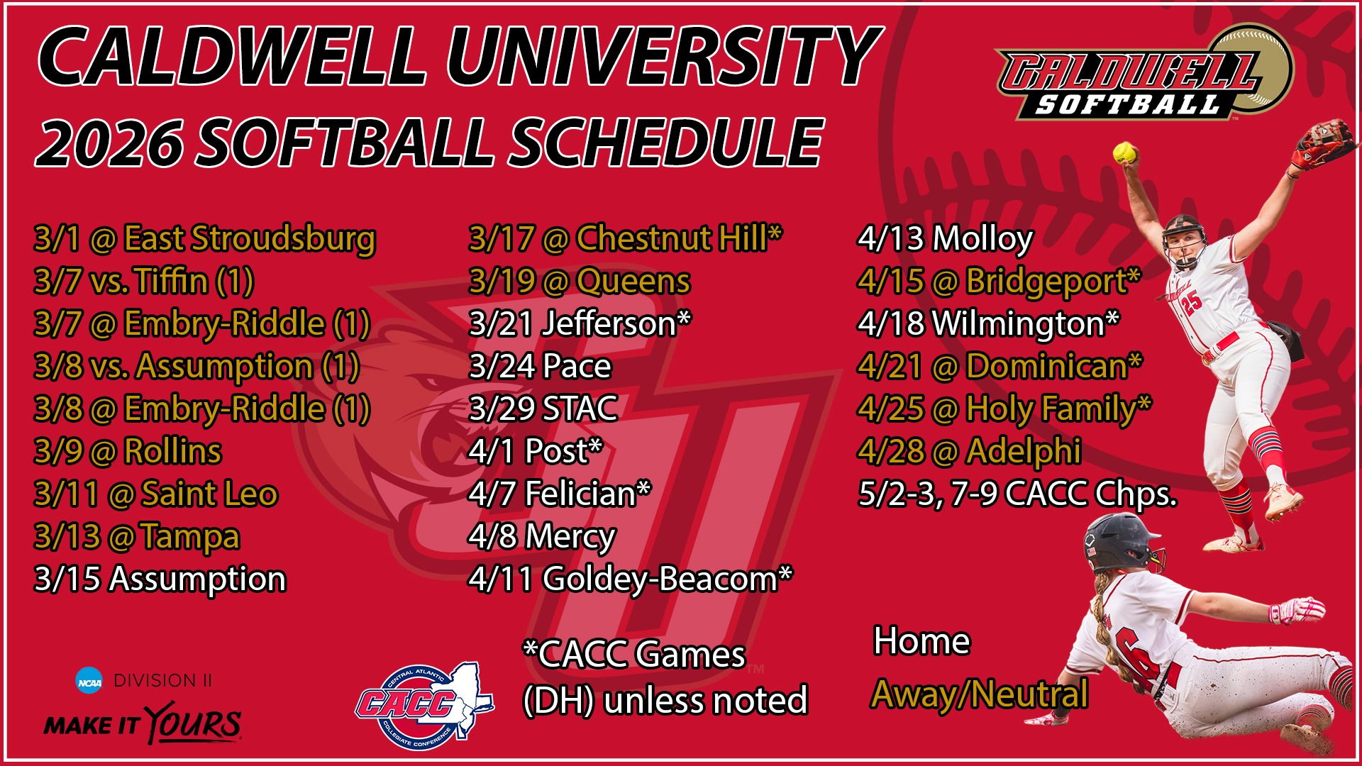 Softball schedule 2026