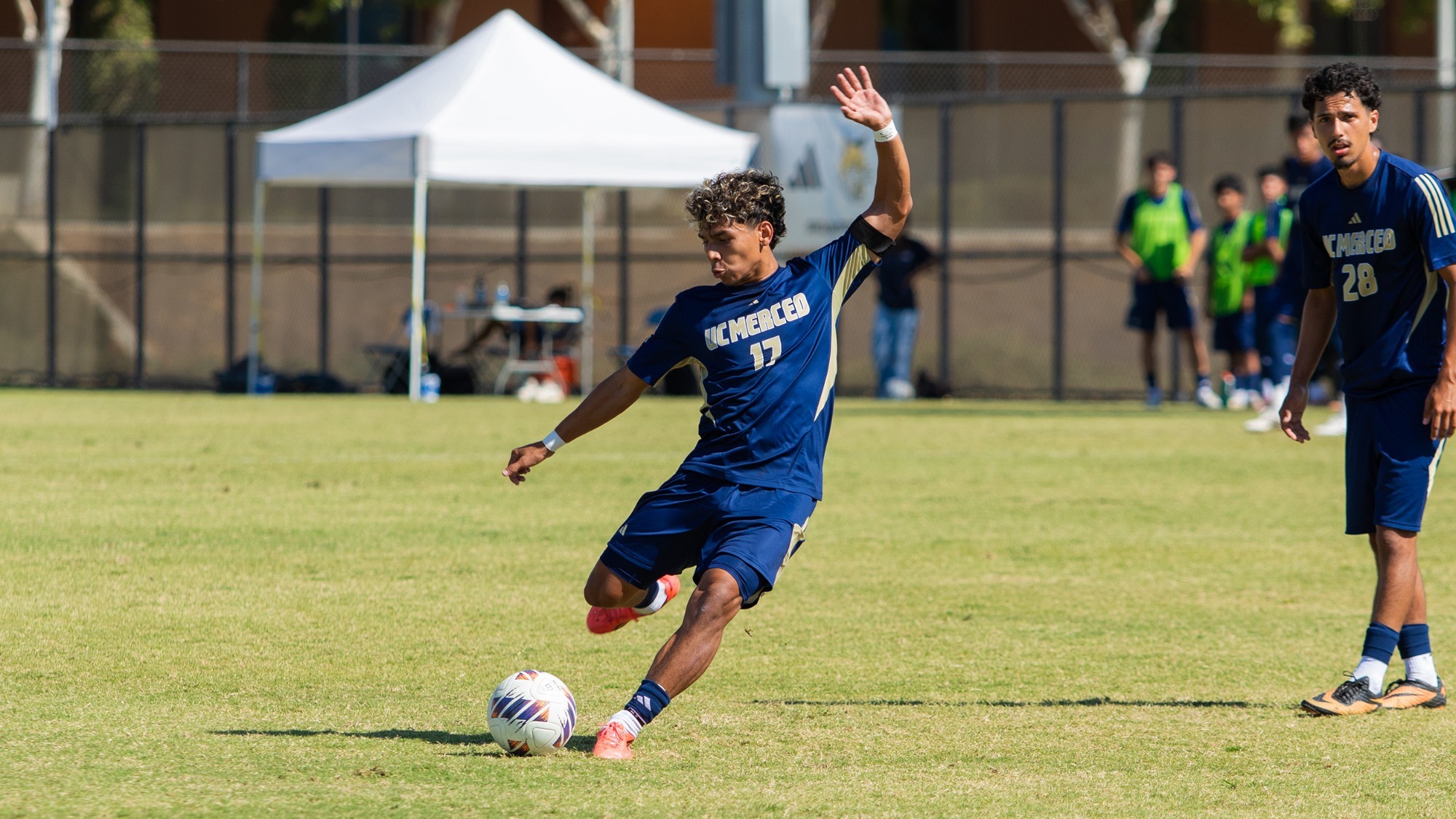 Erlin Gomez taking a free kick on Bobcat Field on 10.4.2026