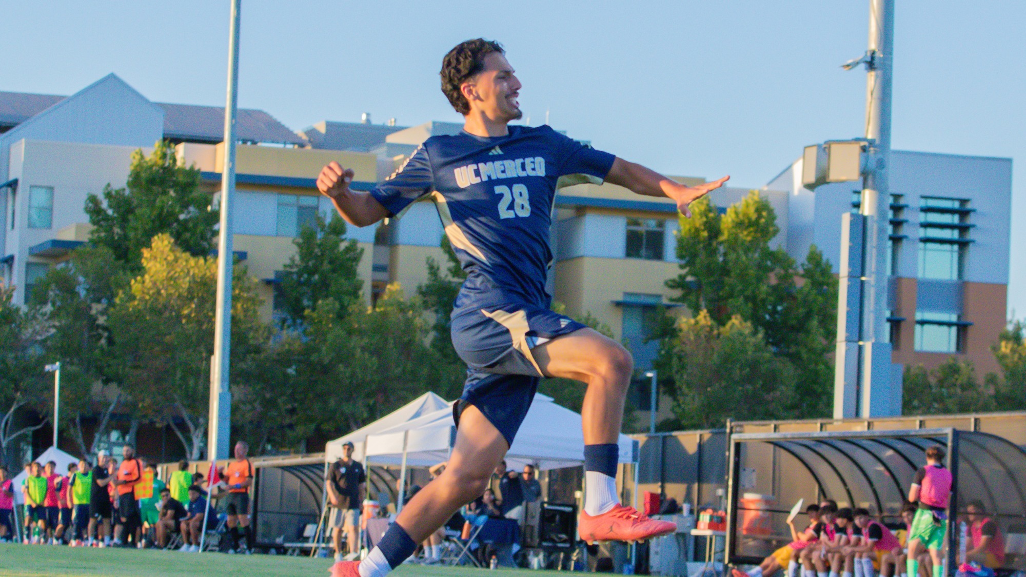 Danny Gaona celebrating his goal in collegaite debut