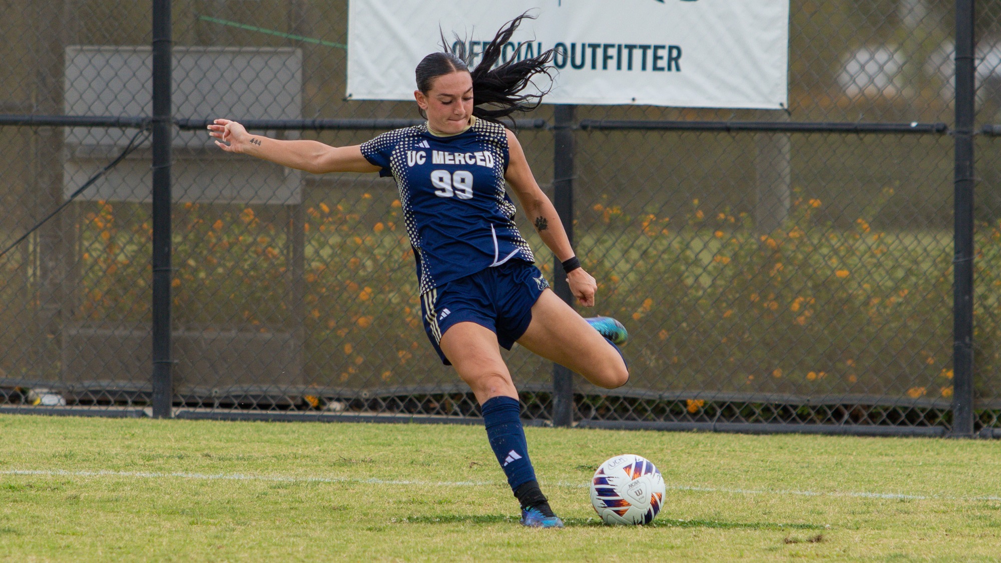 Sophia Ruys sending in a cross on Bobcat Field