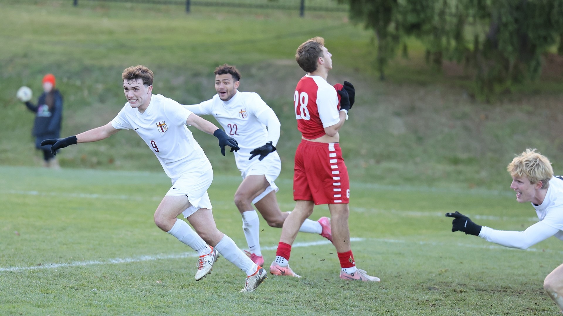 Calvin Men's Soccer Celebrates OT Winner Against Grove City in NCAAs - 11-14-15