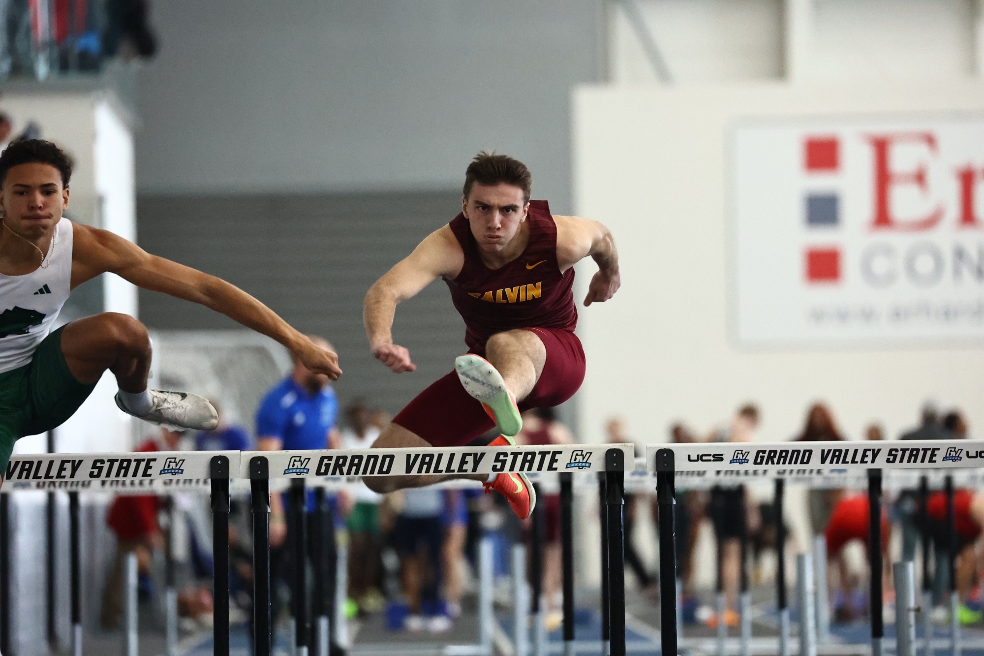 Calvin 60 Meter Men's Hurdles at GVSU Bill Clinger Classic on 1-23-26