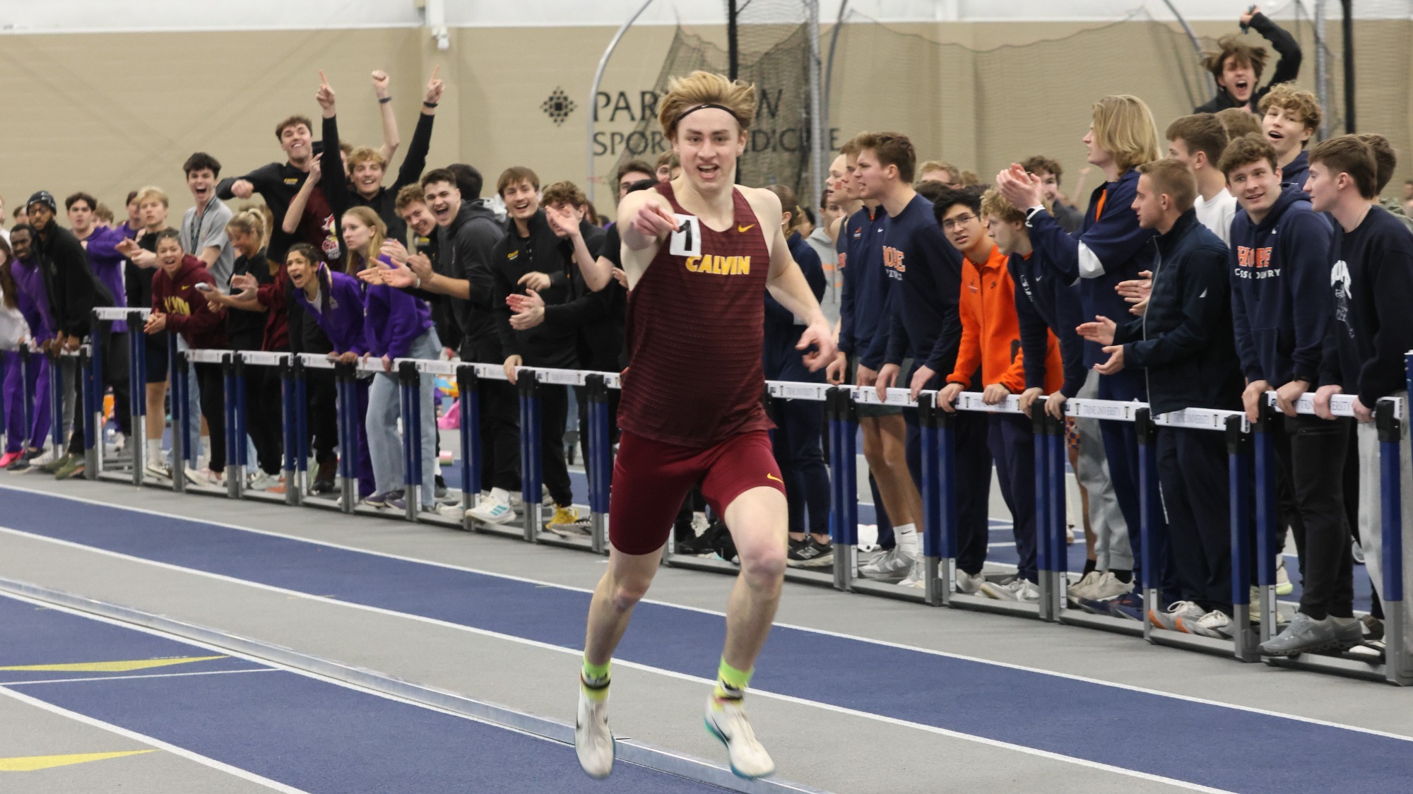 Abe VanDuinen wins the men's 800 meter run at the 2026 