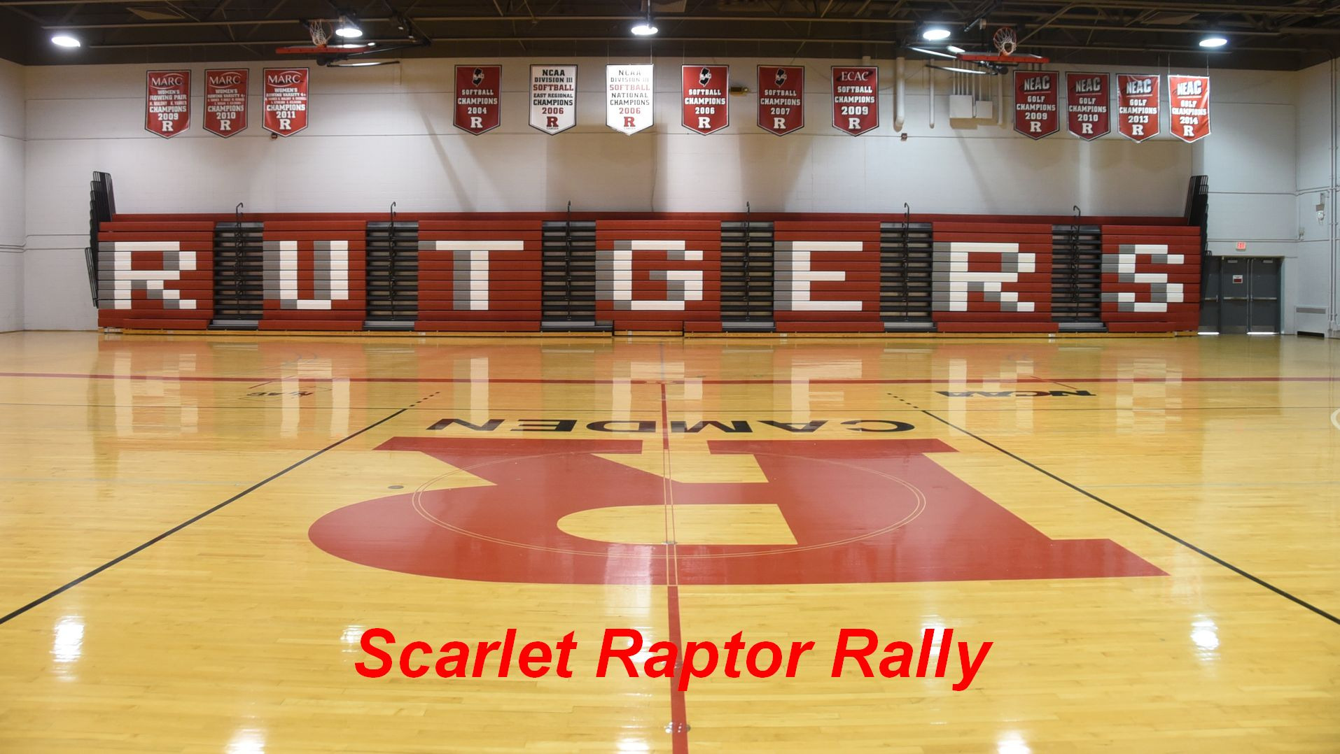 Gym photo with Scarlet Raptor Rally text