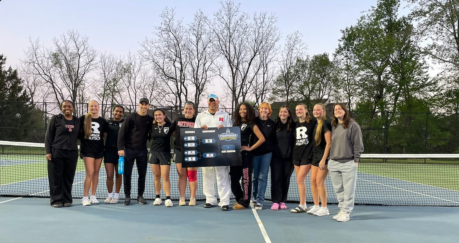 Women's tennis team after winning NJAC semifinal