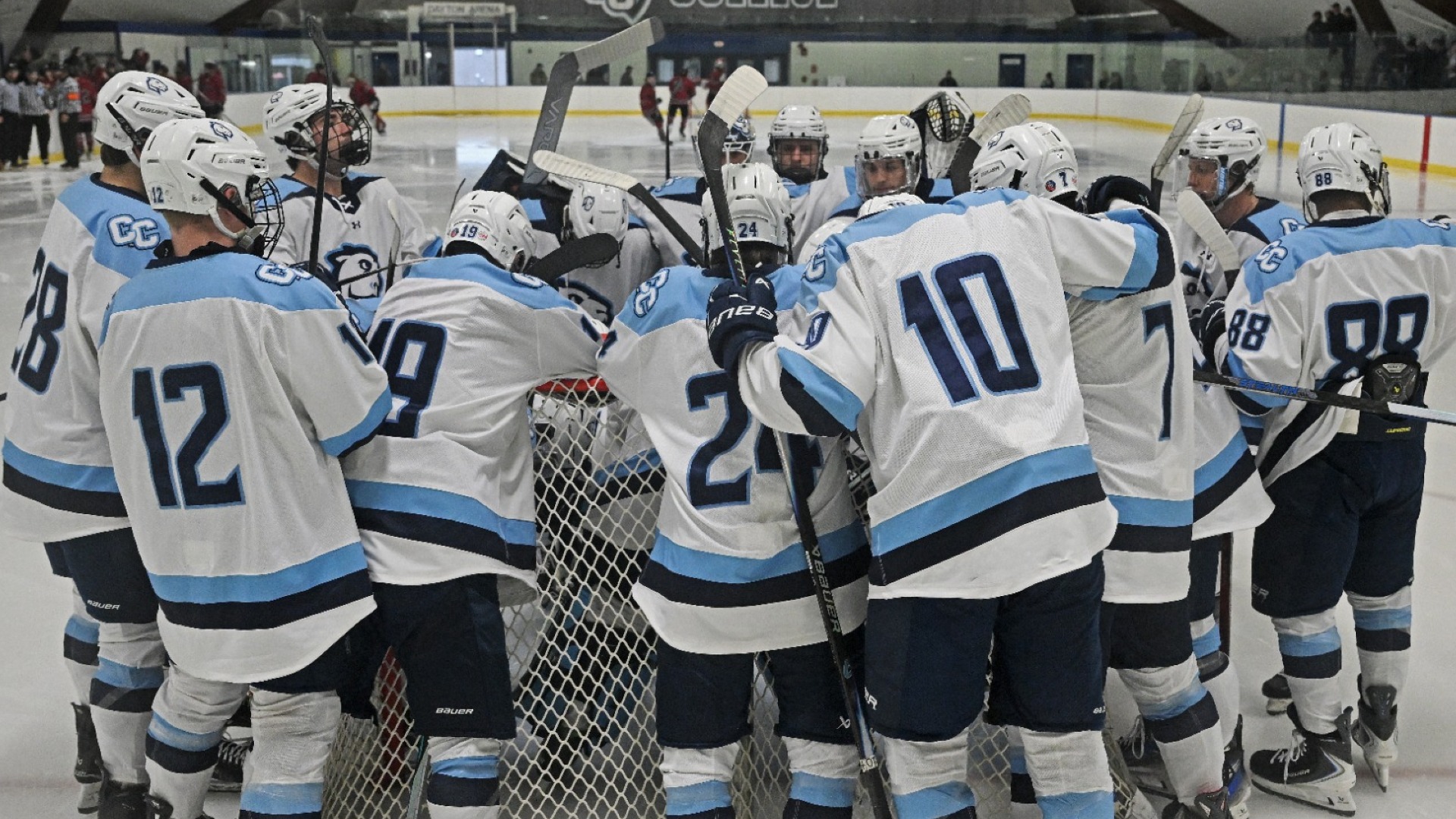 Men's Hockey Team Huddle