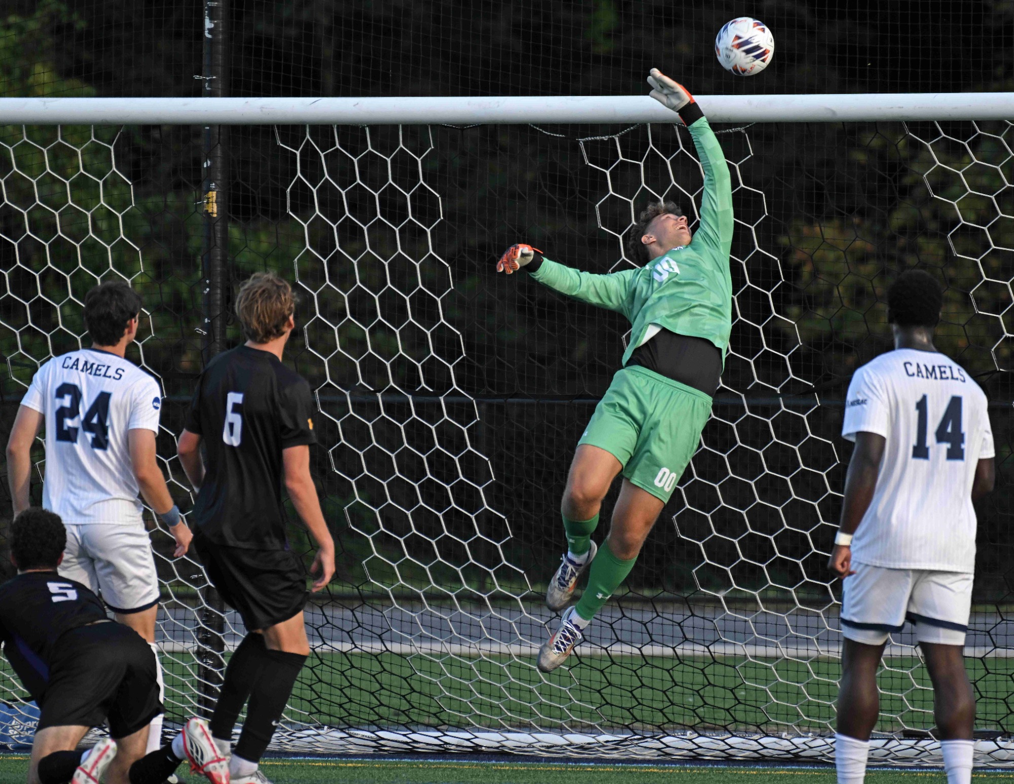 Casey Shea making a save vs Emerson