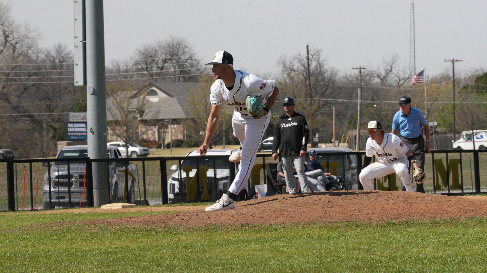 Cameron pitcher Jordan Hodges after throwing a pitch