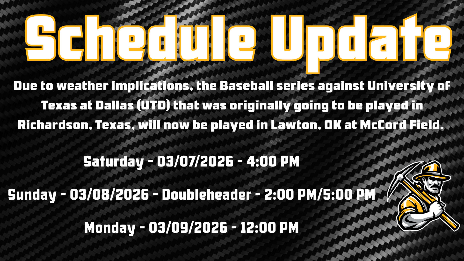 Baseball Schedule change