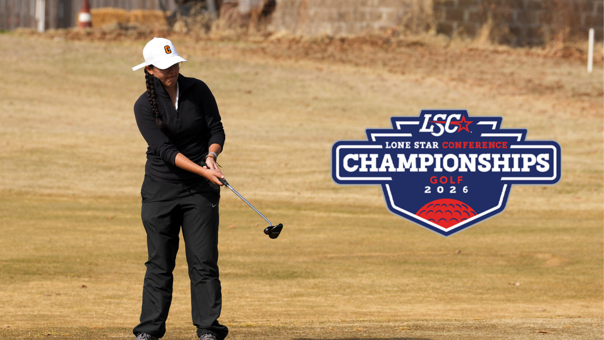 Women's golfer Maria Savoca hits a putt, promoting Lone Star Conference Championships 2026