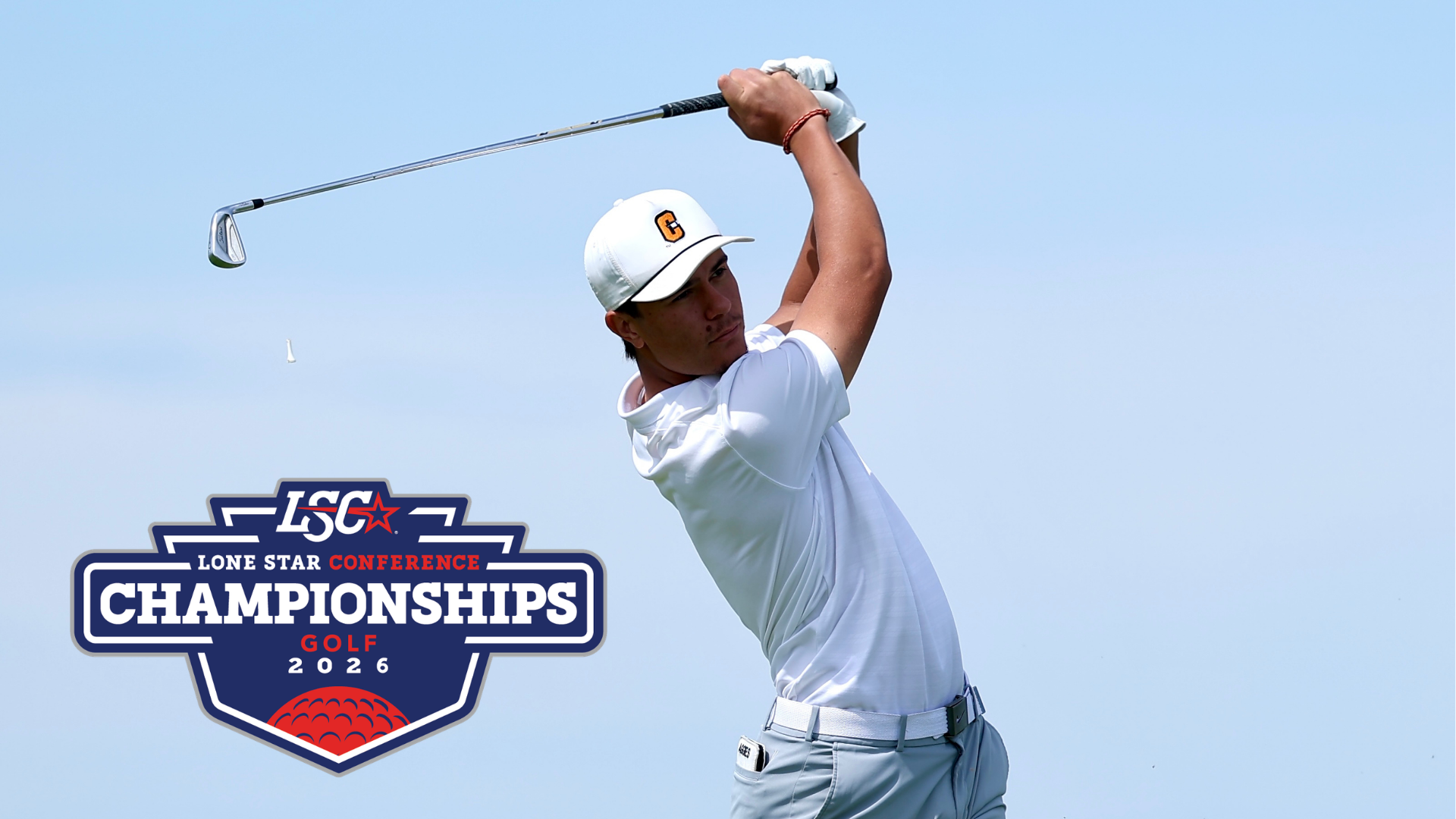 Men's golfer Alois Casalonga tees off at the Lone Star Conference Championships golf 2026