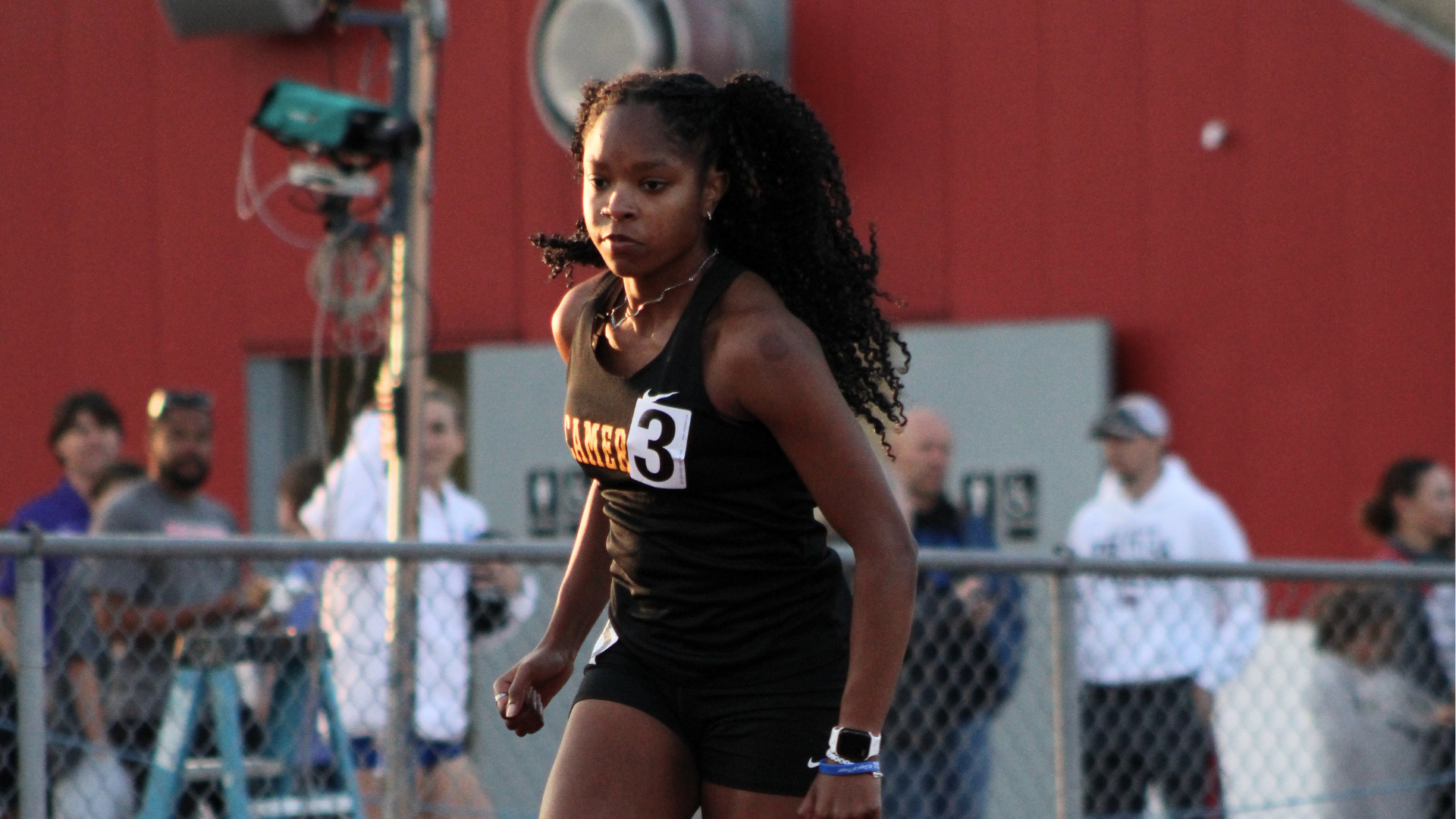 Women's Track and Field runner Terrionna Taylor running at event