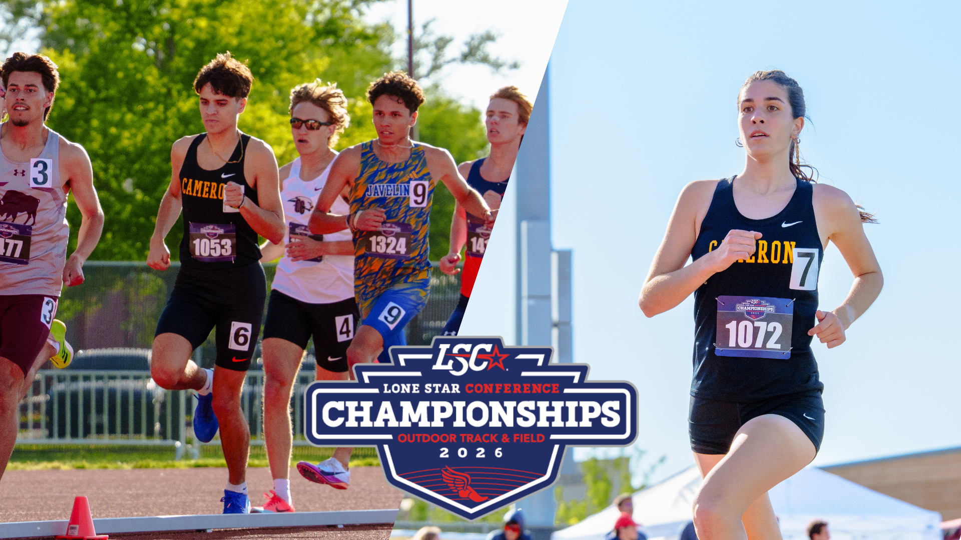 Men's Track runner Miquel Cruz-Bellido and women's track runner Mireia Planesas compete at the 2026 Lone Star Conference Outdoor Track & Field Champions 