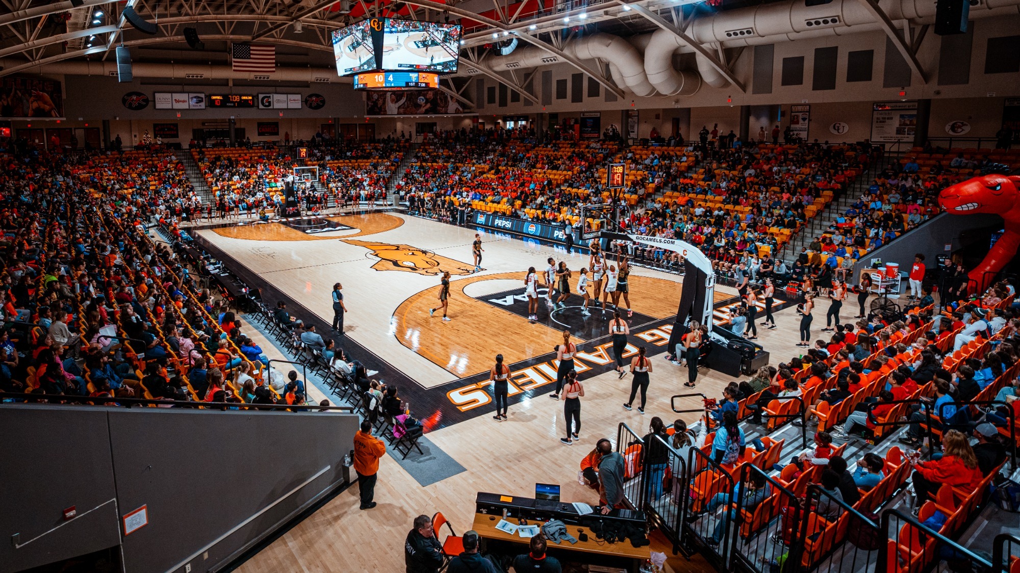Women's Basketball court with full stadium