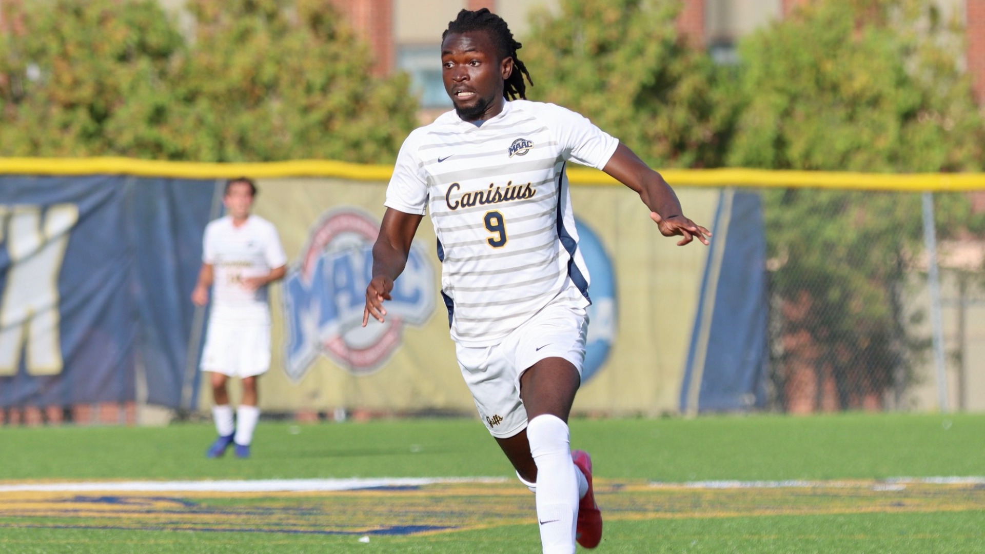Sydney Aggrey on the pitch vs Iona on Sept. 27, 2025