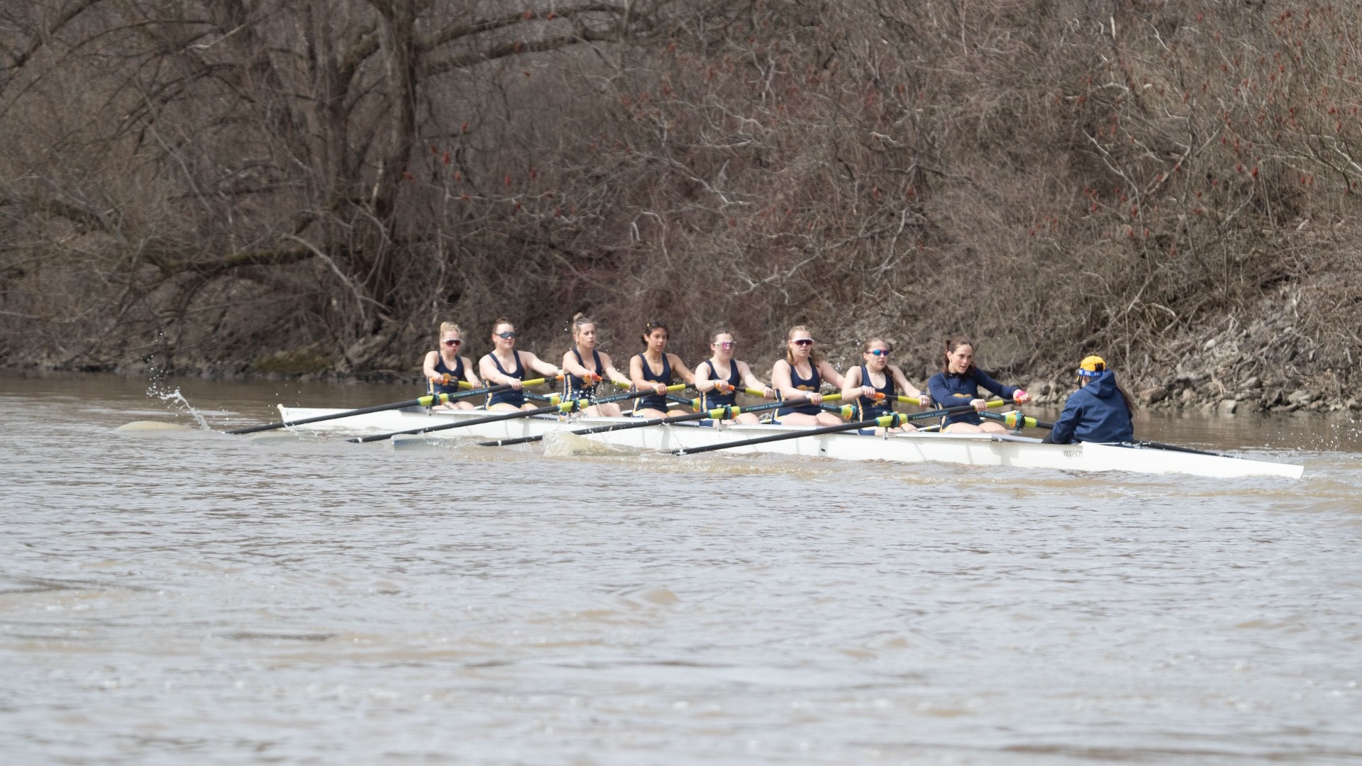 The Canisius Varsity 8 boat races against RMU/Mercyhurst on the Tonawanda Creek in Buffalo, N.Y. on April 6th 2025.