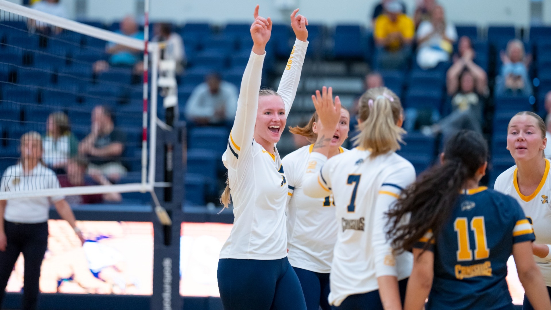 Kalia Reisma Celebrates point vs Iona at the Koessler Athletic Center on September 26th 2025