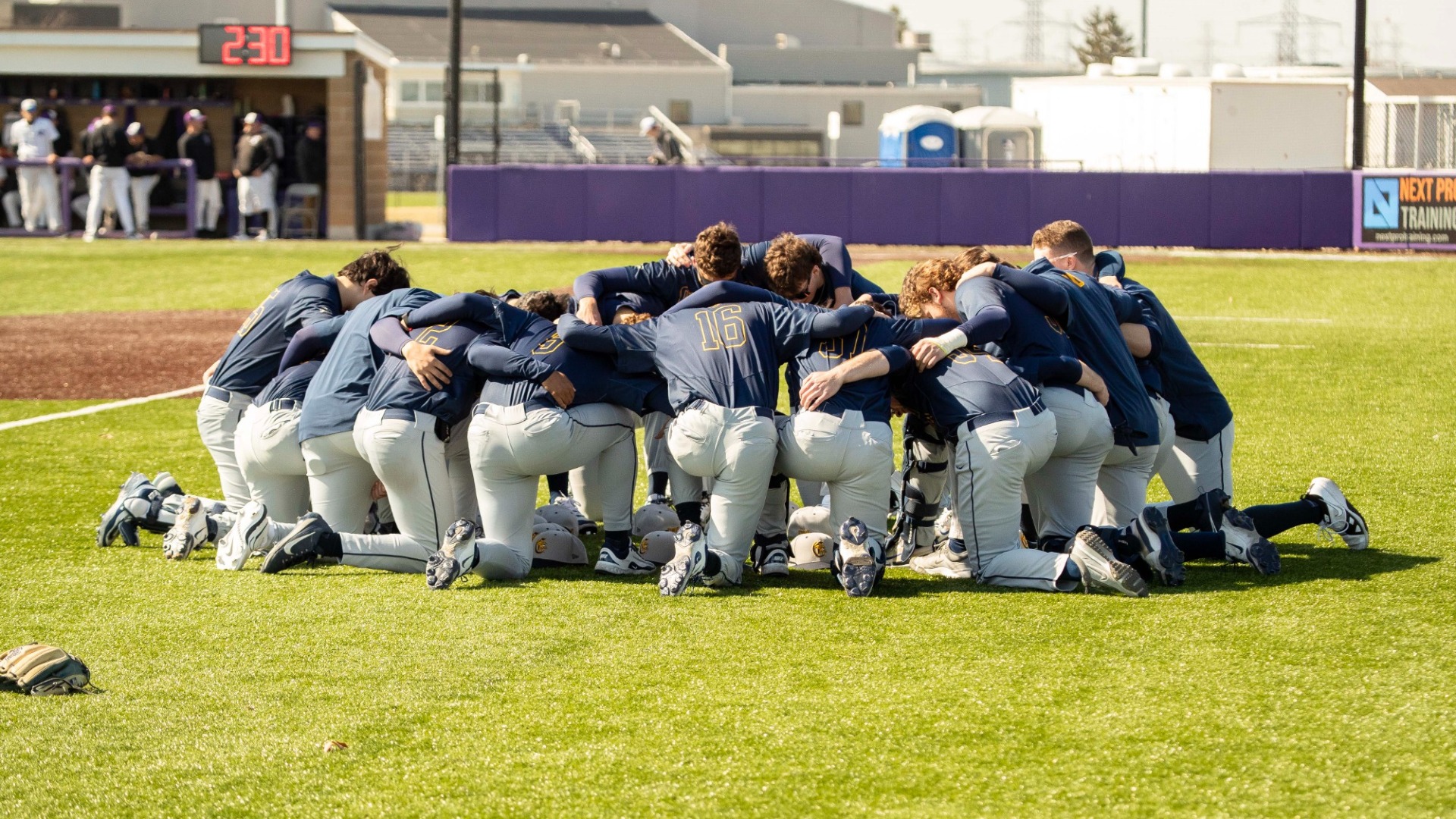Group Huddle before their game at Niagara