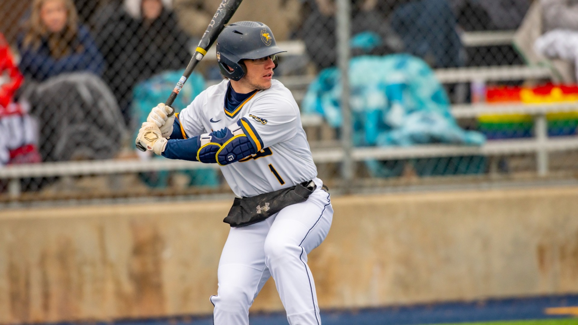 Trent Rumley at the plate against Le Moyne on March 22, 2025 at the Demske Sport Complex