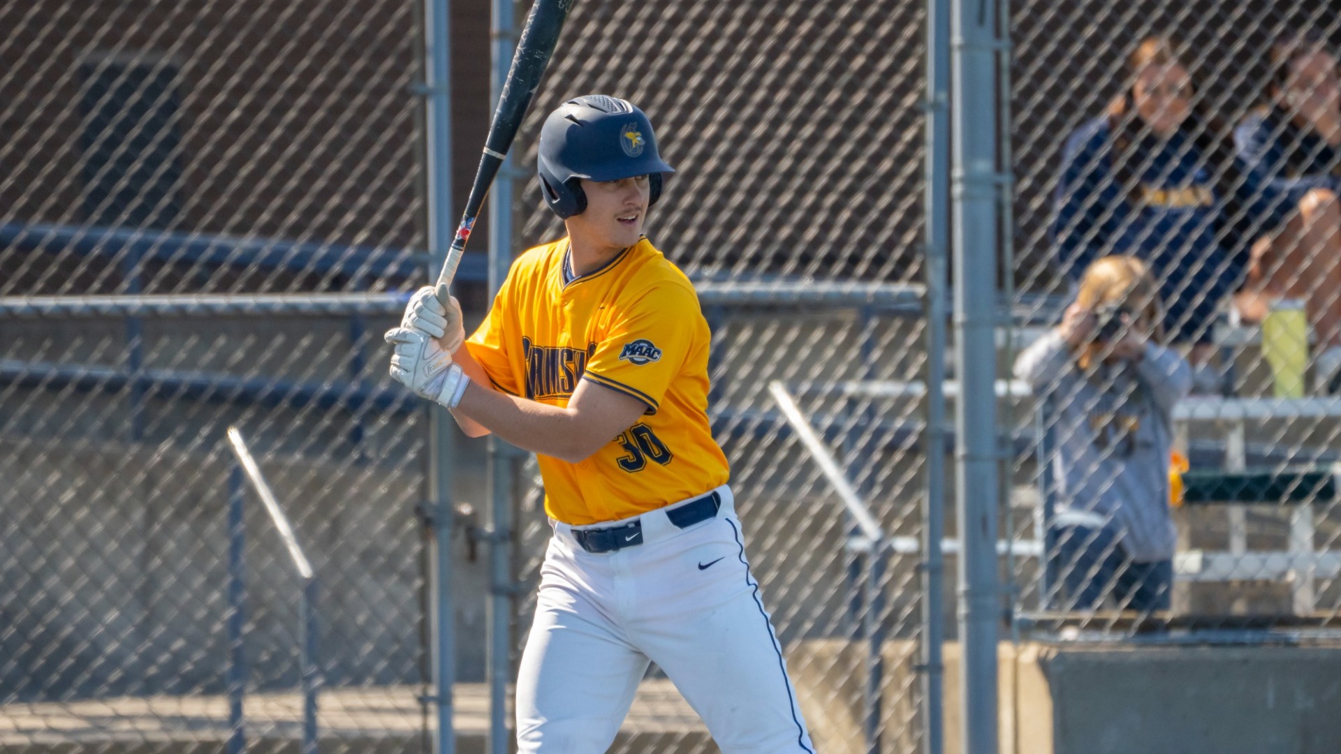 Josh Niles at bat against Mount St. Mary's 