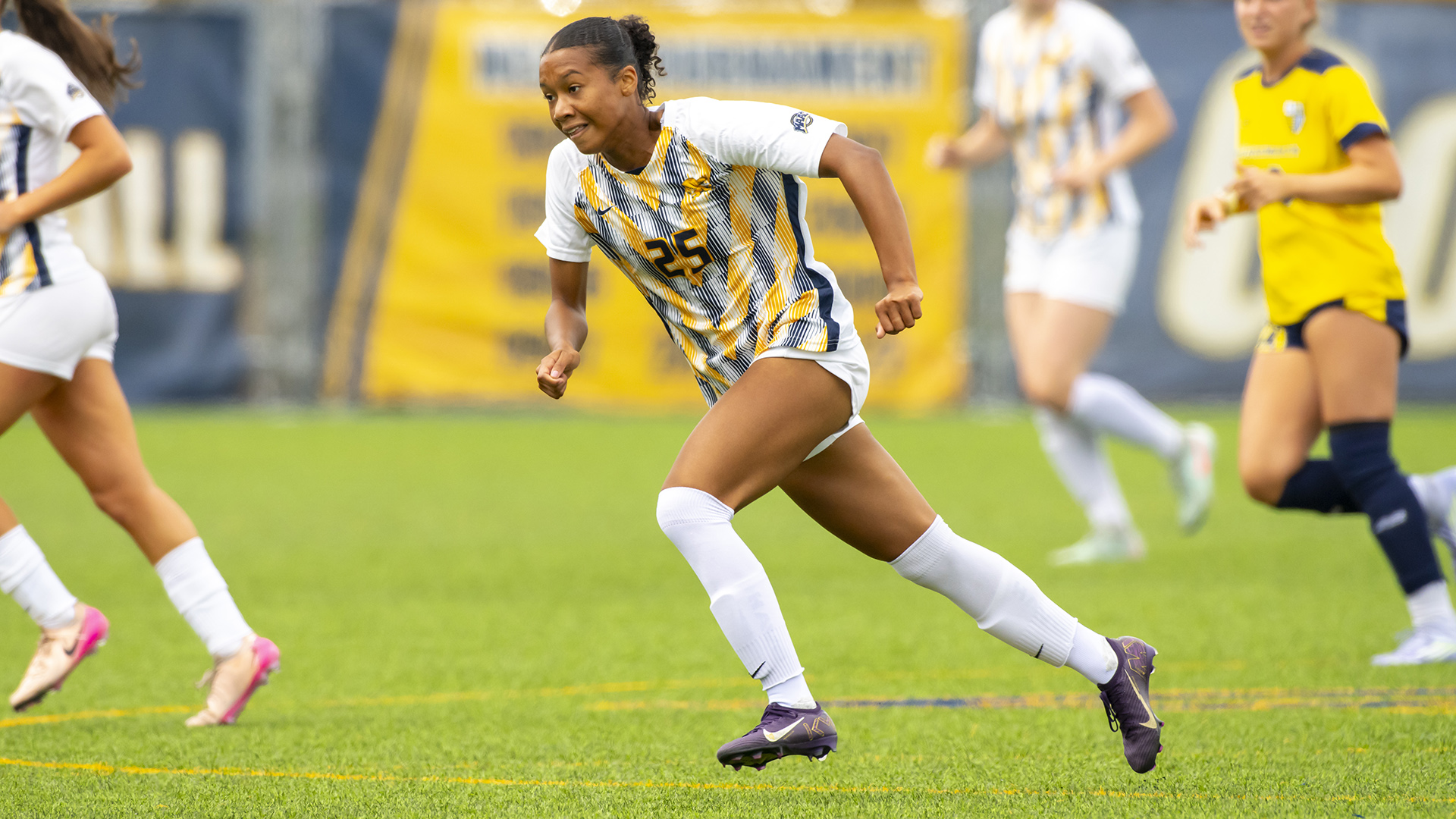 Canisius midfielder Mya Jones is shown in game action versus Merrimack at the Demske Sports Complex on Sept. 13, 2025