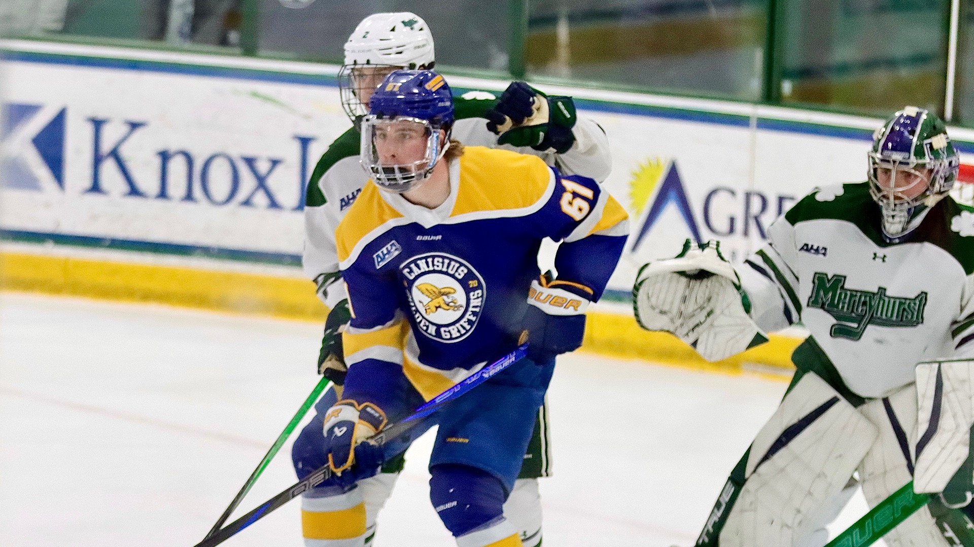 Canisius forward Hunter Price is shown in game action against Mercyhurst at the Mercyhurst Ice Center in Erie, Pa. on Jan. 23, 2026