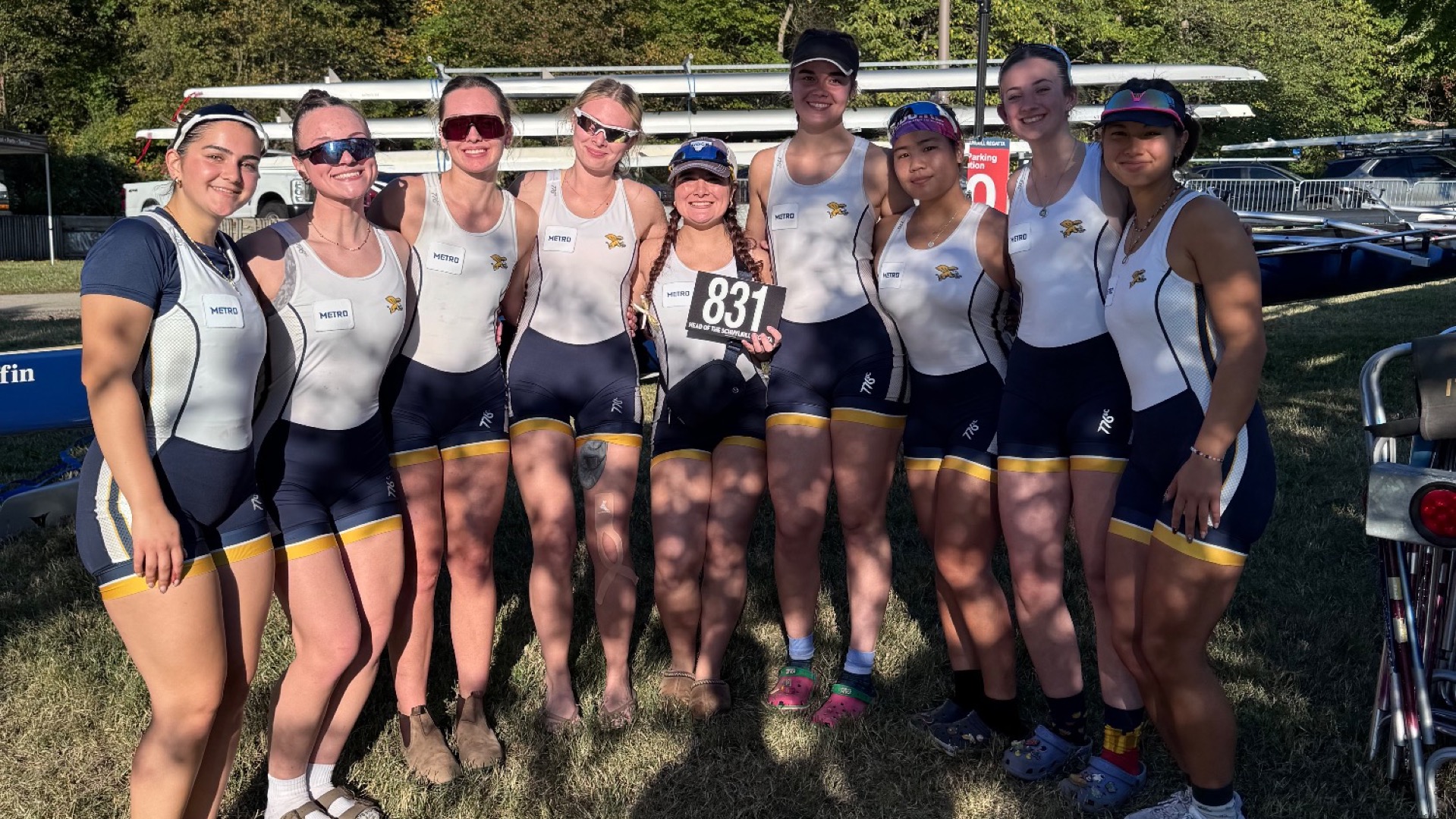 Canisius Varsity Eight Poses In Front Of Boat At Schuylkill Regatta