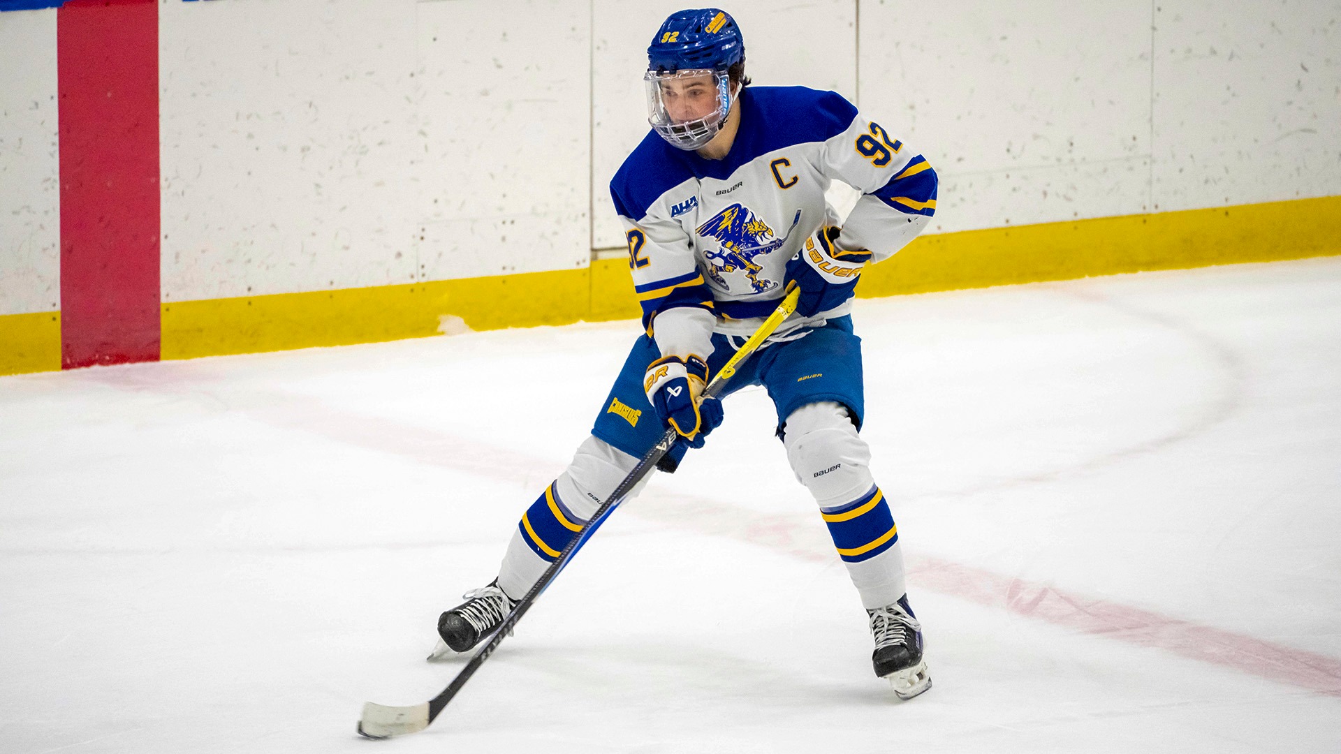 Canisius forward Oliver Tarr skates with the puck during game action against Niagara at LECOM Harborcenter on Jan. 30, 2026