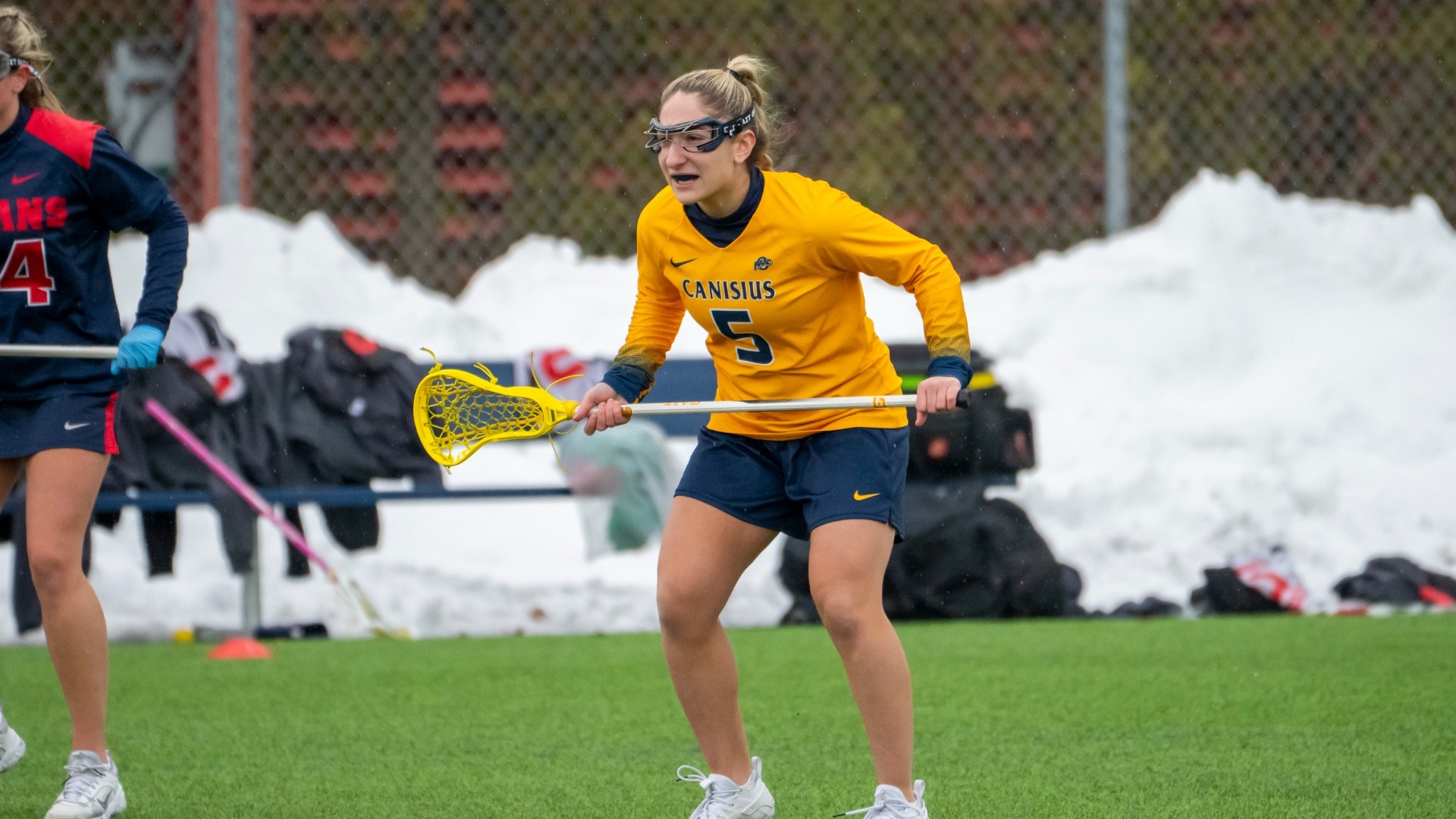 Alex Toro stands on the field against Detroit Mercy at the Demske Sports Complex.