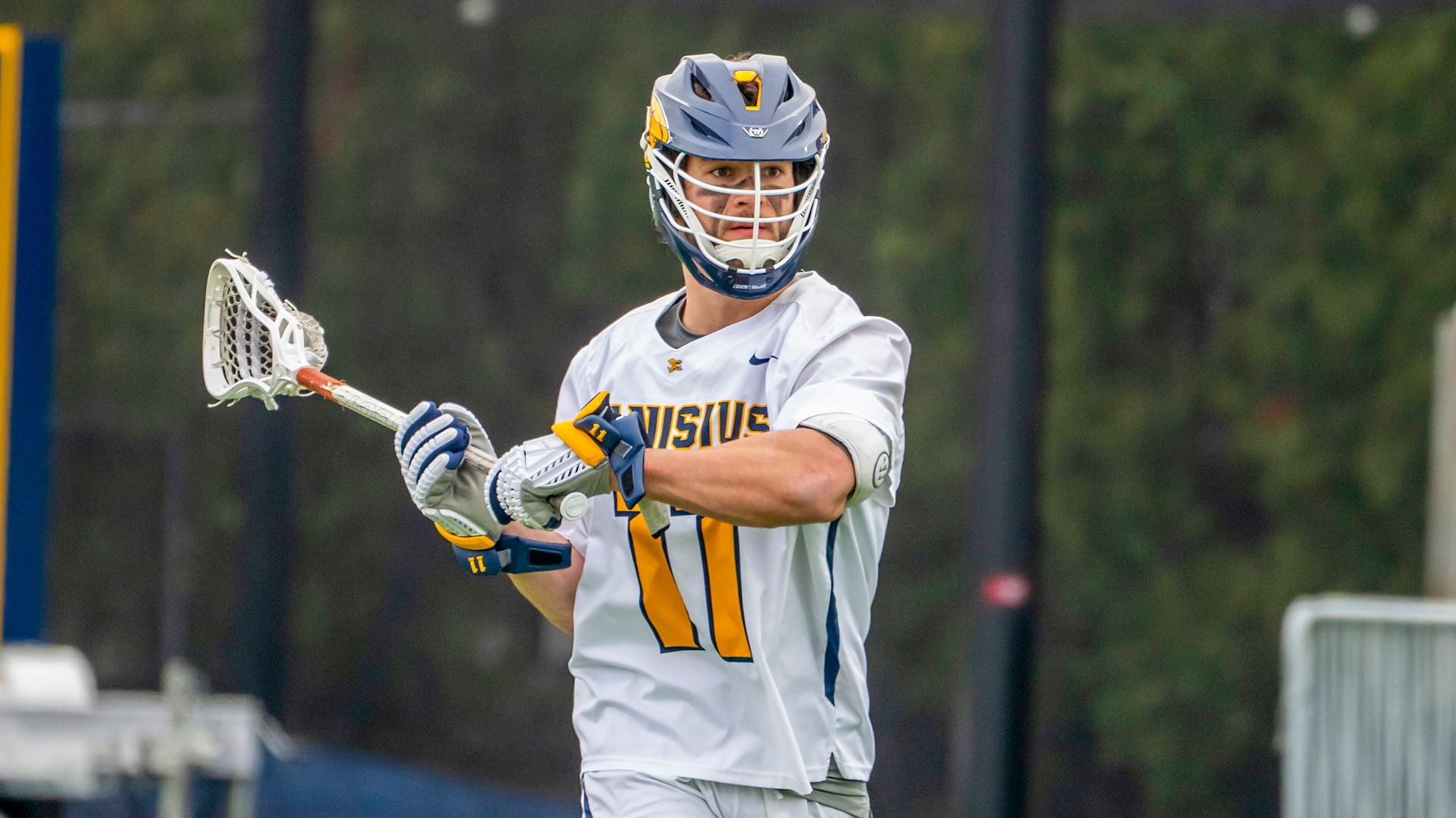 Canisius midfielder Kaiden Libby is shown passing the ball in game action versus Manhattan at the Demske Sports Complex on March 29, 2025
