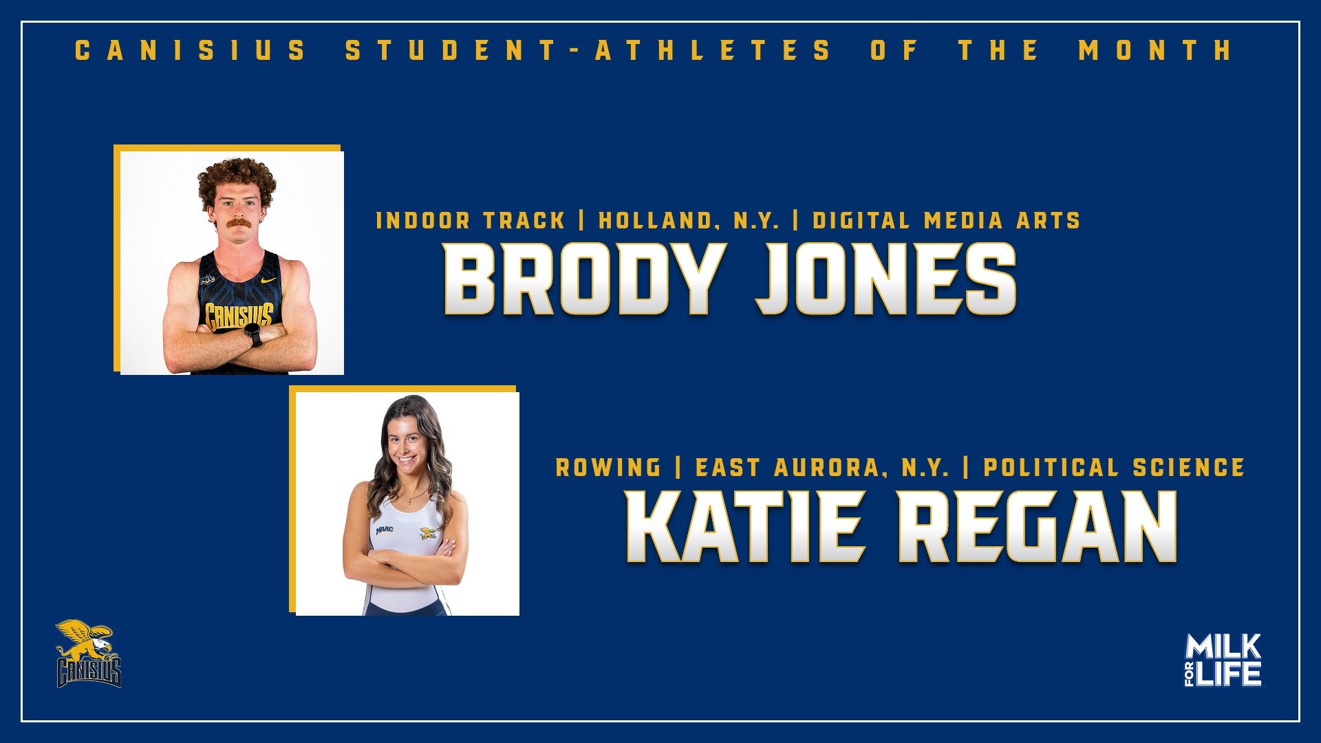 Brody Jones and Katie Regan named Milk for Life Student Athletes of the Month for January