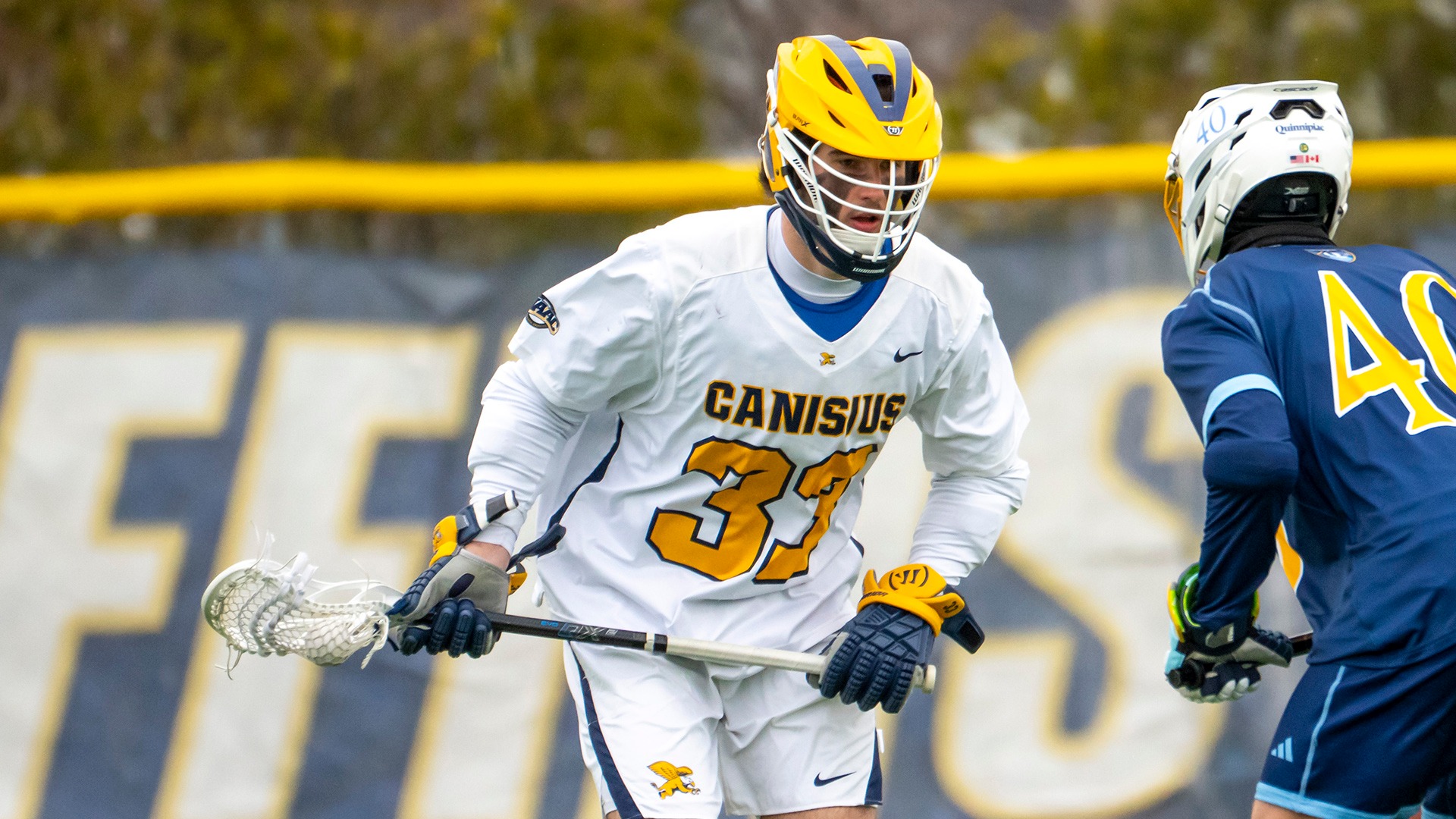 Canisius midfielder Cooper Anderson is shown in game action versus Quinnipiac at the Demske Sports Complex on March 14, 2026