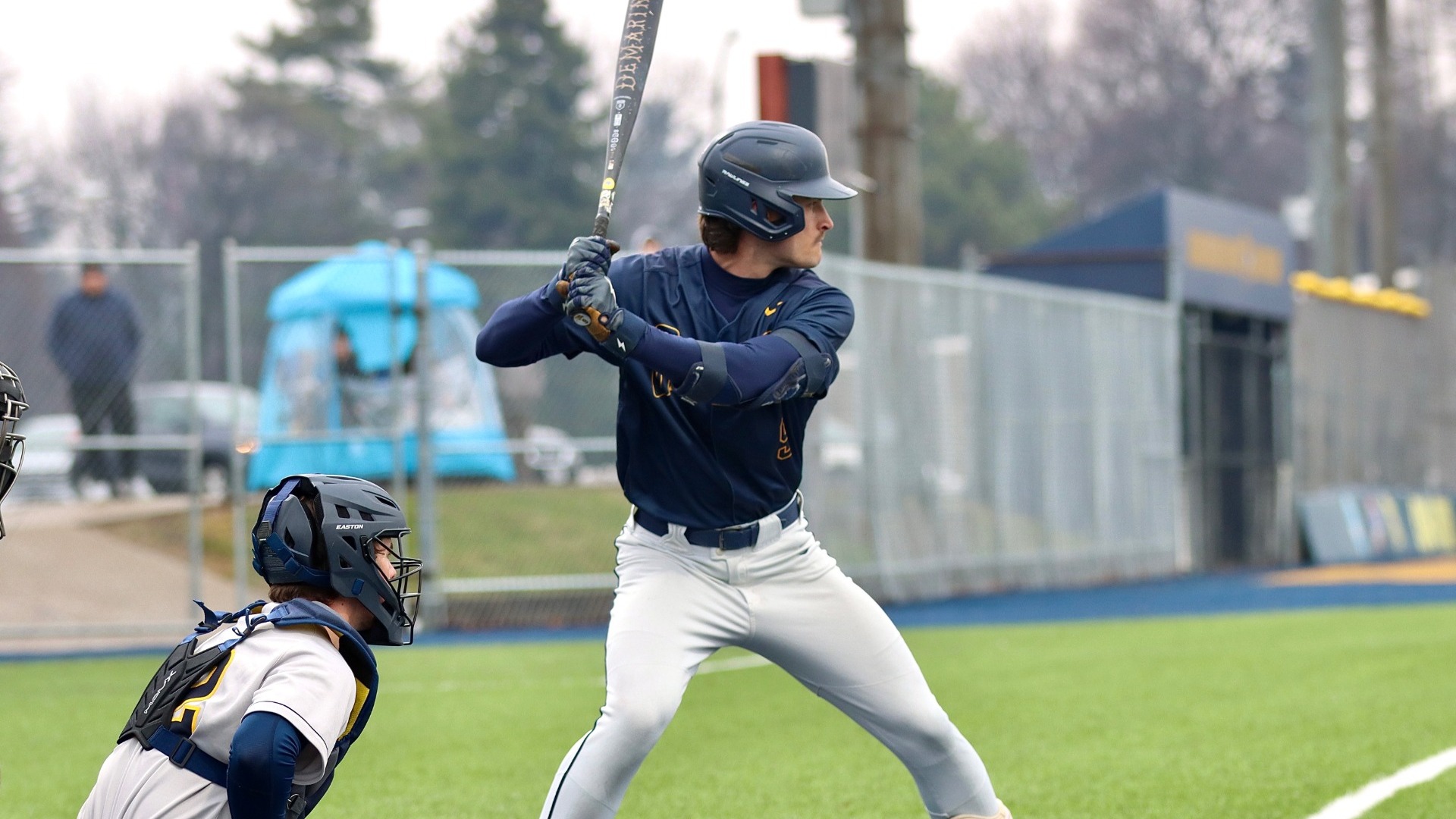 Owen Silliman stands in the box in home opener against Merrimack - March 20, 2026