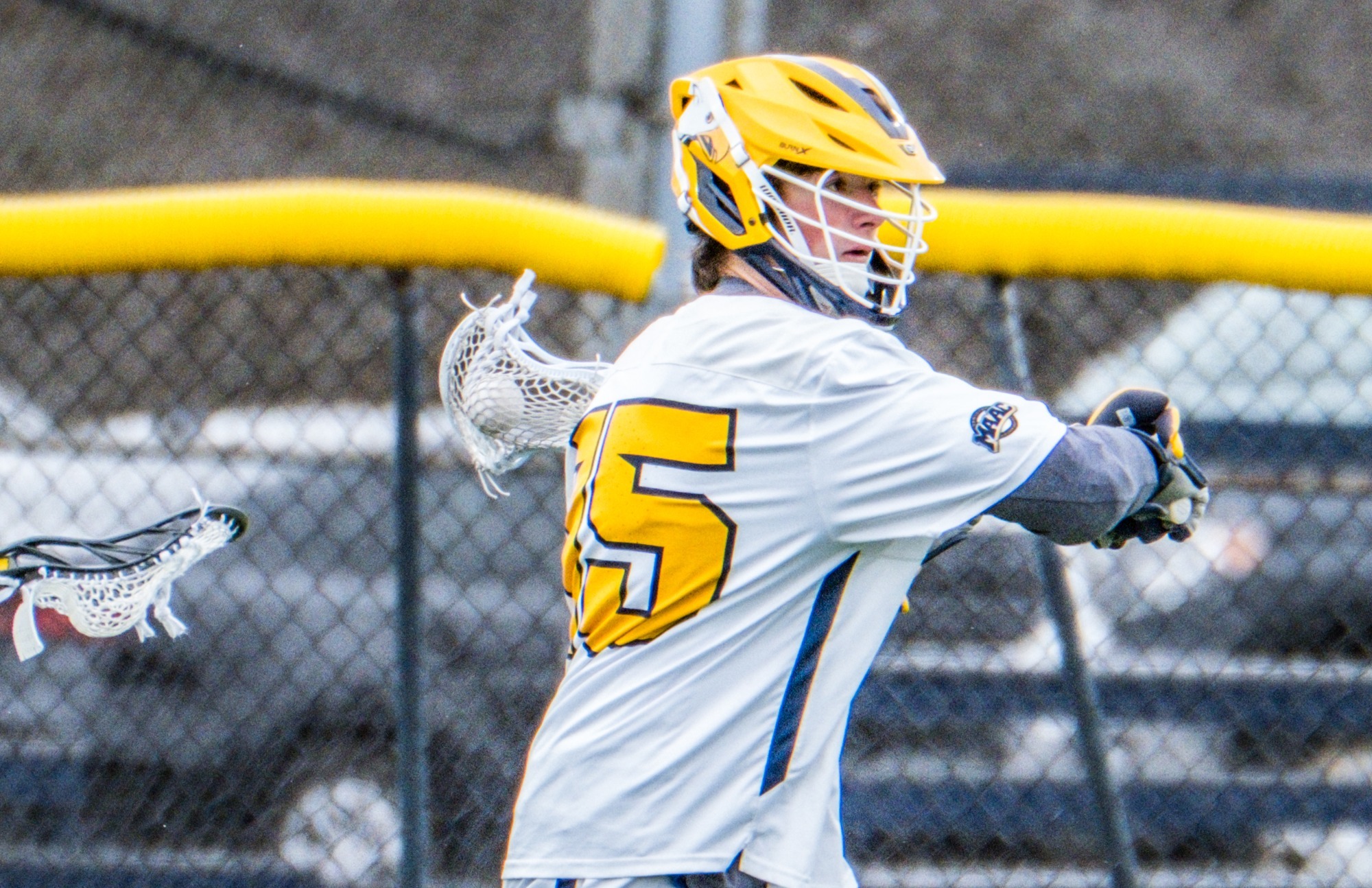 Canisius midfielder Mike Belles is shown passing the ball during game action against Quinnipiac at the Demske Sports Complex on March 14, 2026