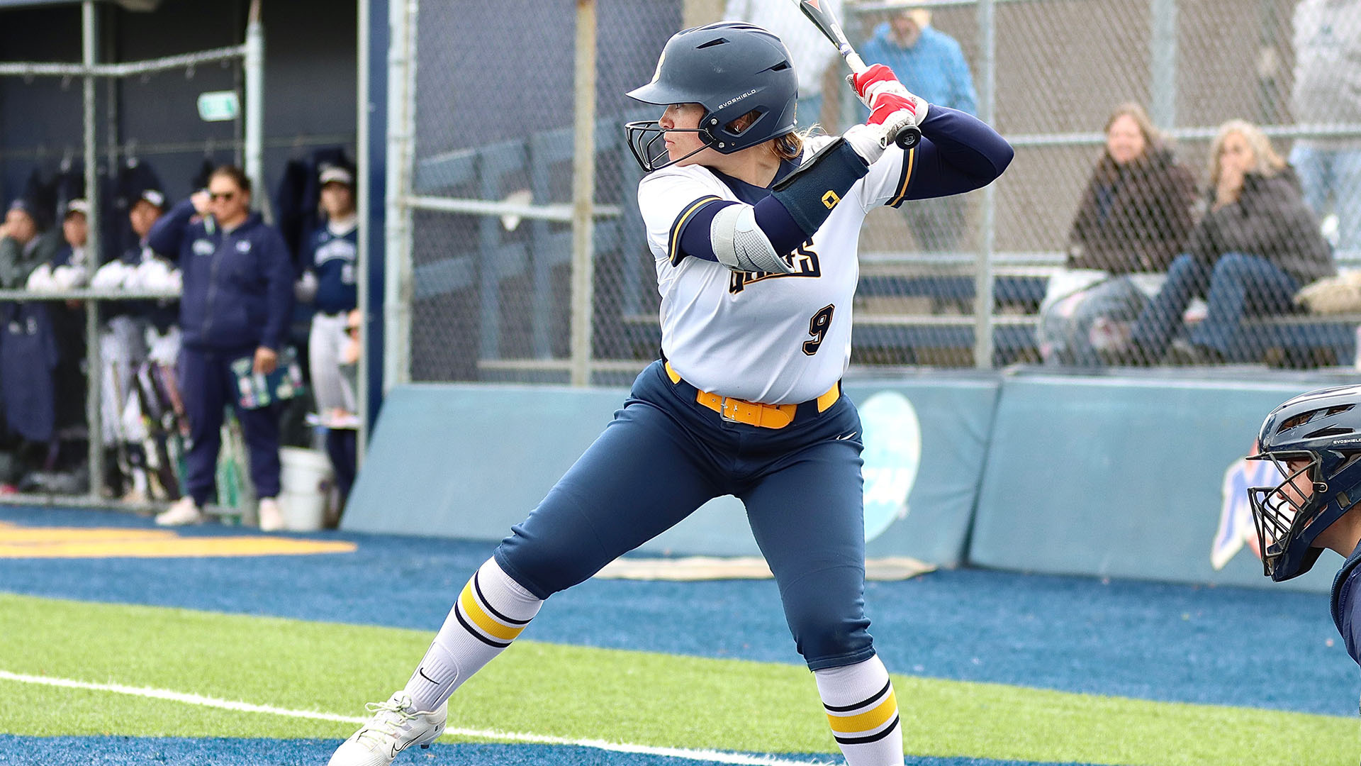 Avyree Sherman waits for a pitch in a home game against Mount St. Mary's on April 12, 2026.